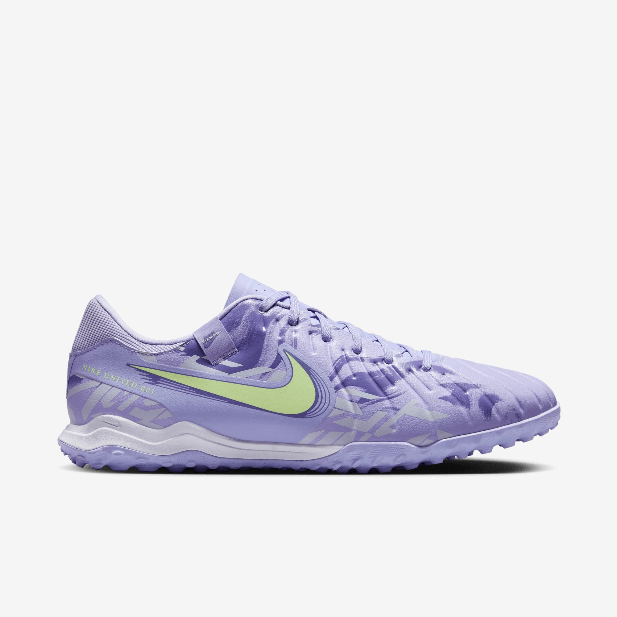 Nike United Tiempo Legend 10 Academy TF Low-Top Soccer Shoes - Purple Agate/Barely Volt