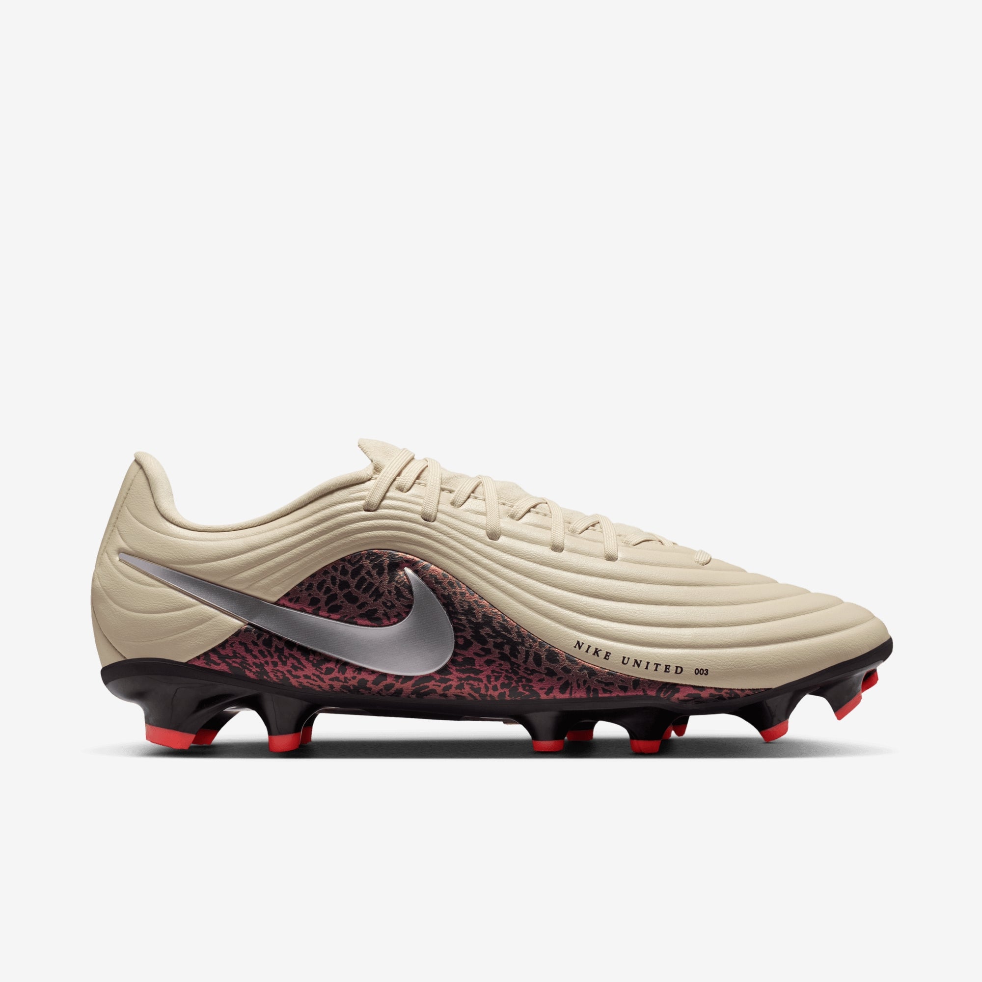 Nike United Tiempo Maestro Academy Multi-Ground Low-Top Soccer Cleats - Fossil/Metallic Silver-Burgundy Crush