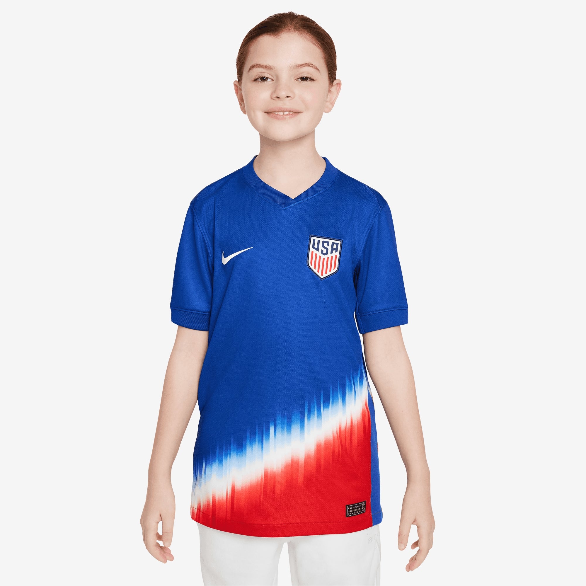 Nike USMNT 2024 Stadium Away Big Kids' Dri-FIT Soccer Replica Jersey - Old Royal/Sport Red/White