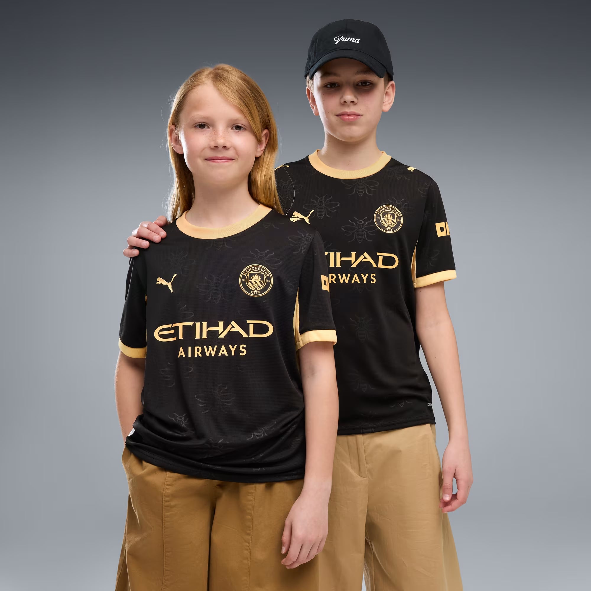 PUMA Manchester City 2026/27 Away Big Kids' Soccer Jersey - PUMA Black-Flaxen