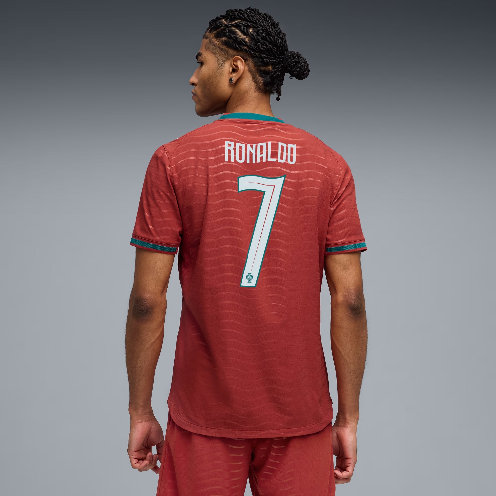 PUMA Portugal 2026 Match Home Ronaldo Men's Soccer Authentic Jersey - Club Red-Green Lagoon