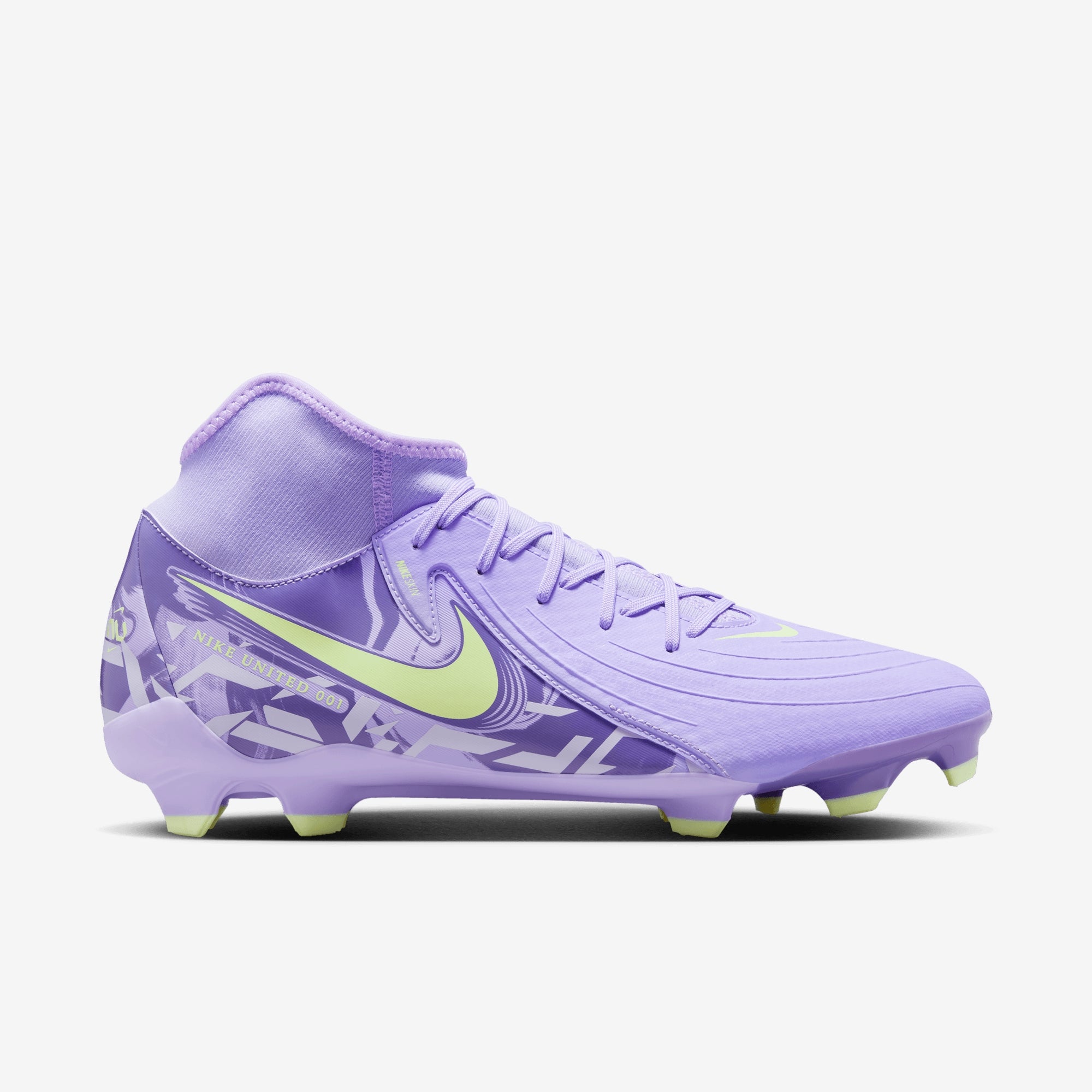 Nike United Phantom Luna 2 Academy MG High-Top Soccer Cleats - Purple Agate/Barely Volt