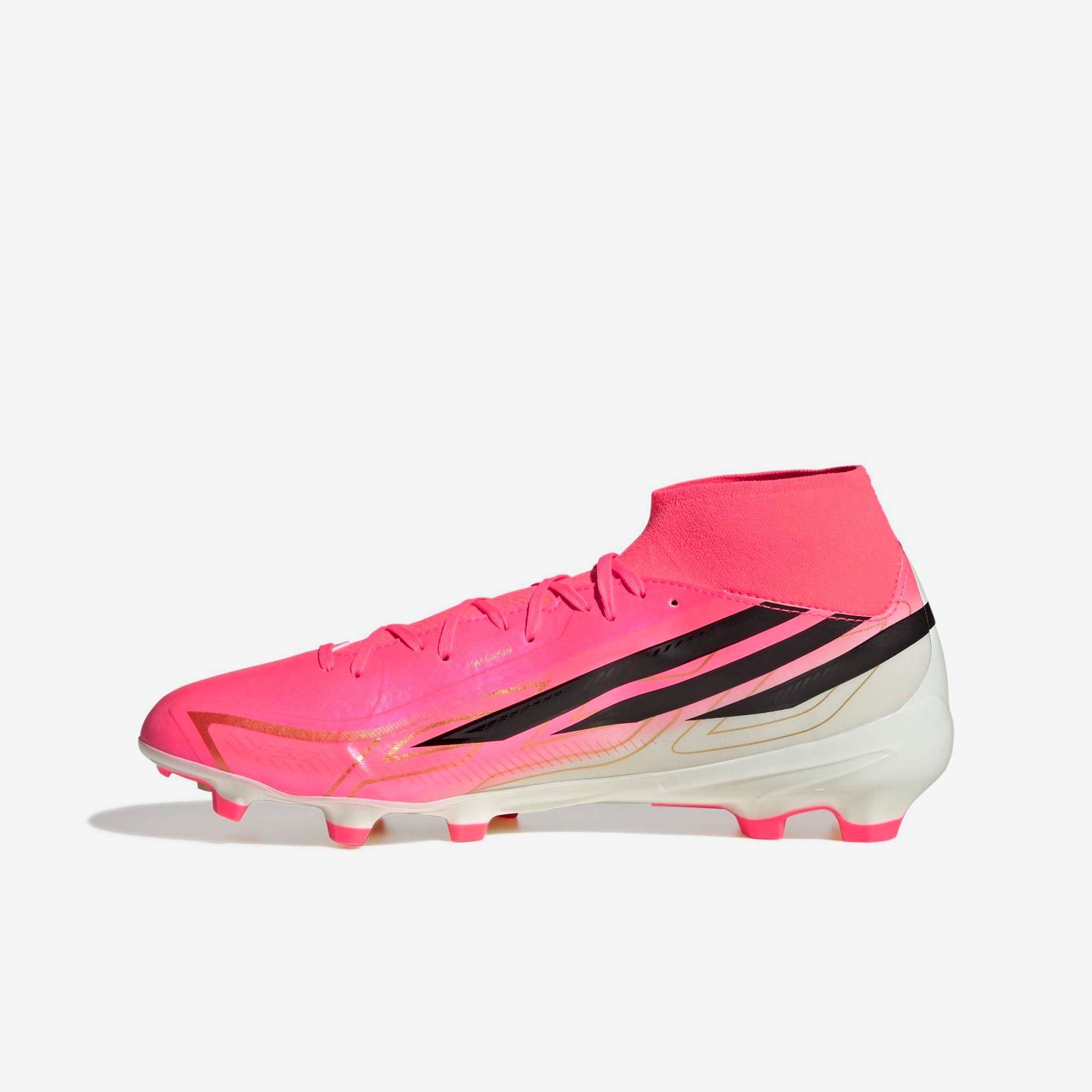 adidas F50 Hyperfast League Firm-Ground High-Top Soccer Cleats - Solar Turbo / Core Black / Gold Met.