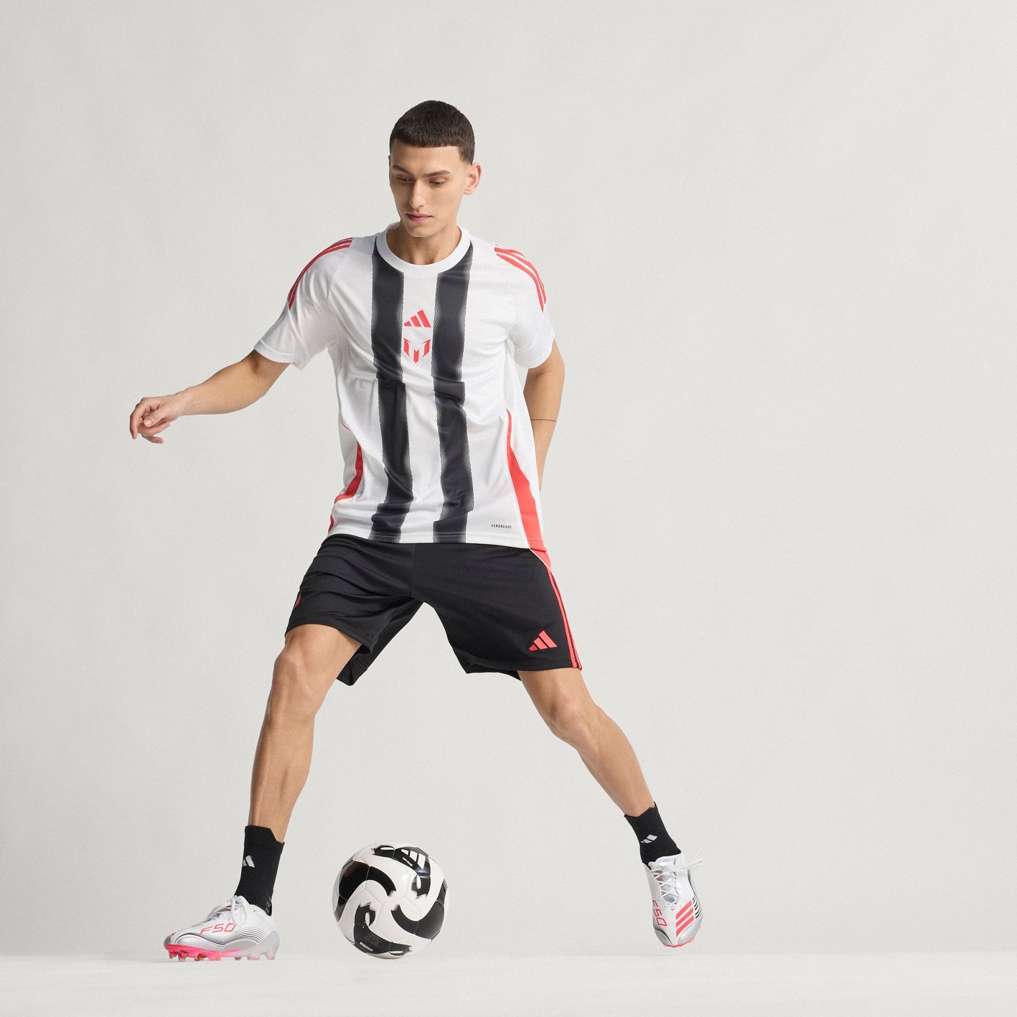 adidas F50 Messi Elite FG Low-Top Soccer Cleats - Ftwr White / Lucid Red / Silver Met.