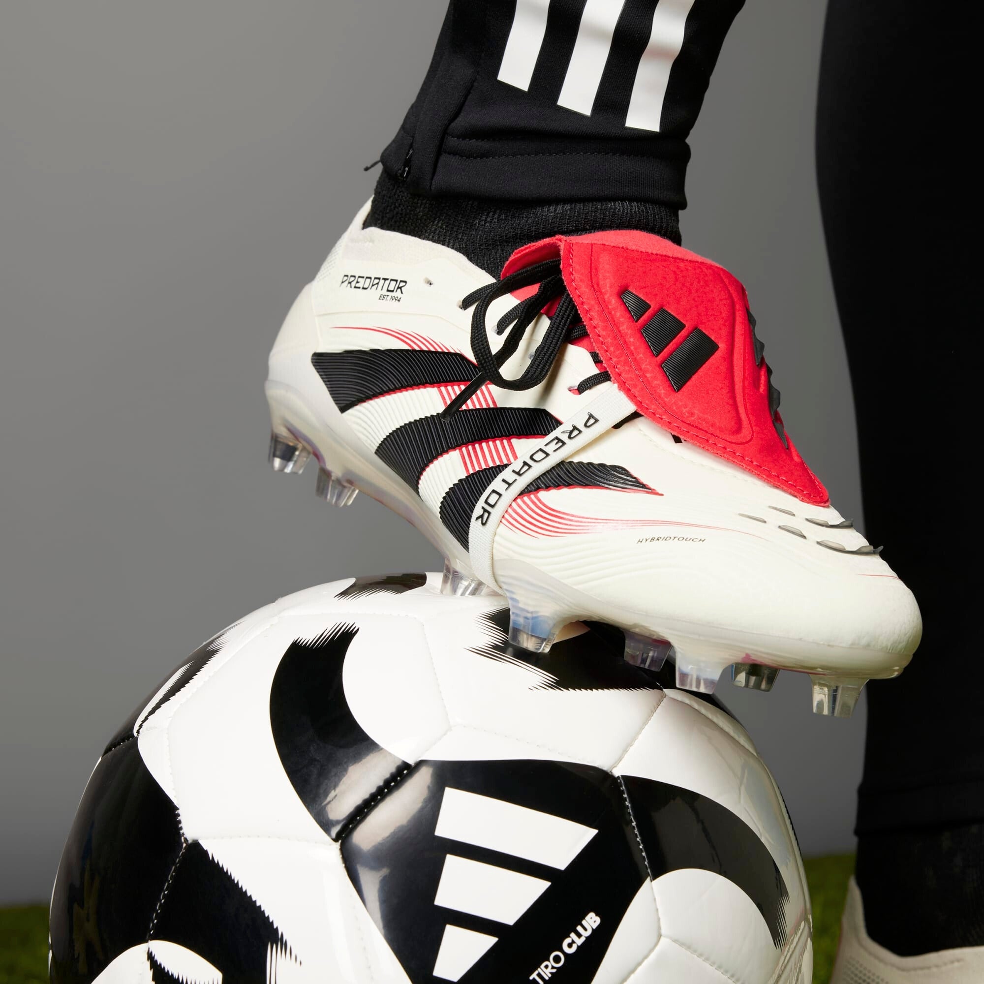 adidas Predator Elite Fold-Over Tongue FG Low-Top Soccer Cleats - Off White / Core Black / Pure Ruby