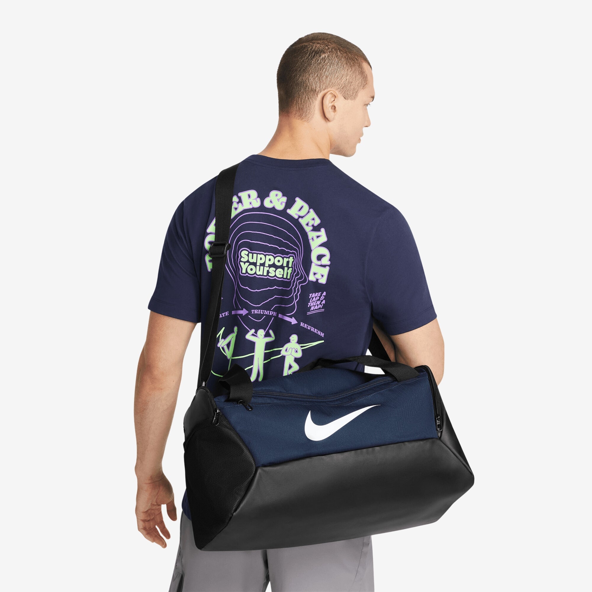 Nike Brasilia Training Duffel Bag (Small, 41L) - Midnight Navy/Black/White