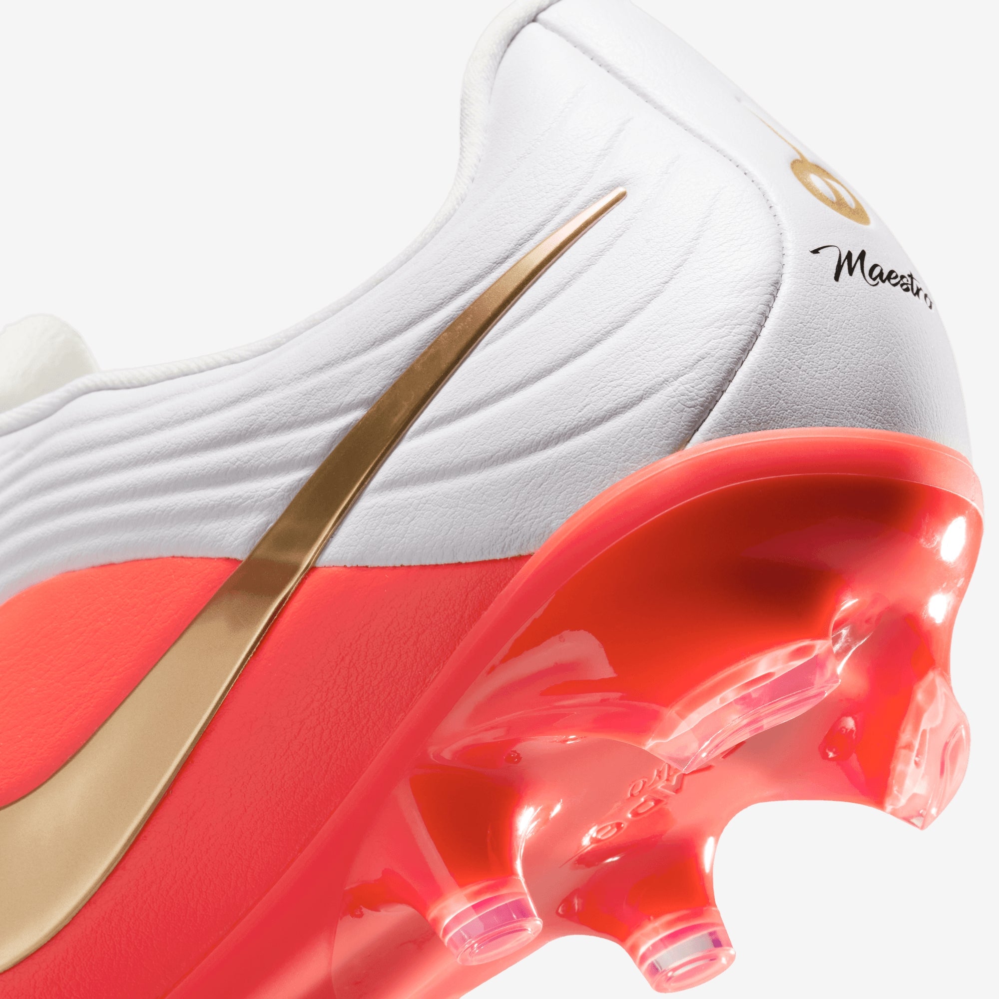 Nike Tiempo Maestro Academy Multi-Ground Low-Top Soccer Cleats - White/Blur-Bright Crimson