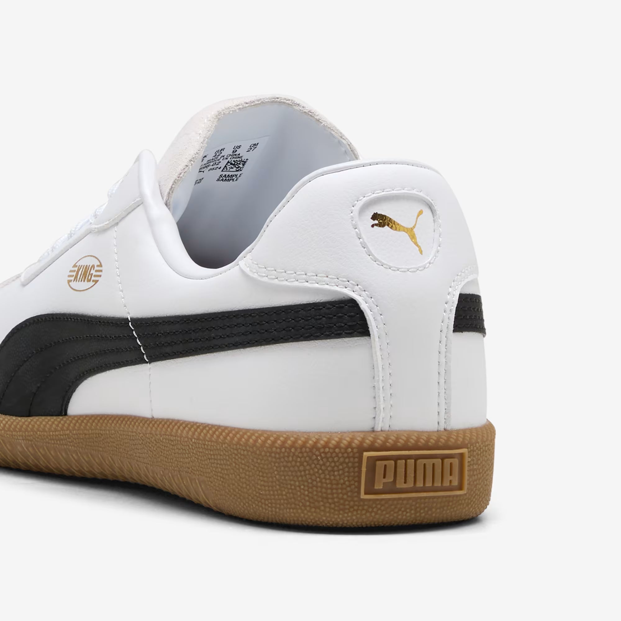 PUMA KING 21 Indoor/Court Low-Top Soccer Shoes - Puma White-Puma Black-Gum