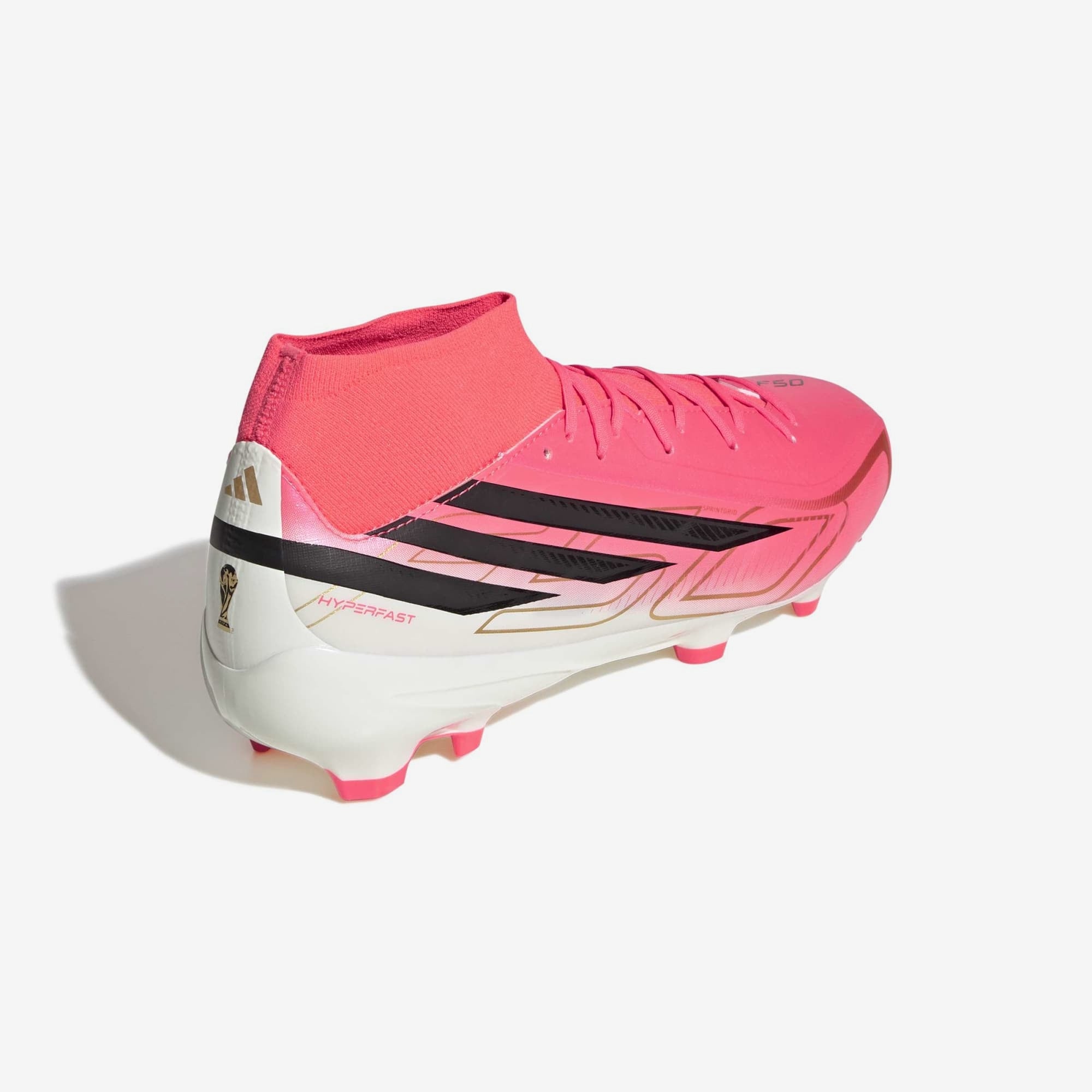 adidas F50 Hyperfast League Firm-Ground High-Top Soccer Cleats - Solar Turbo / Core Black / Gold Met.