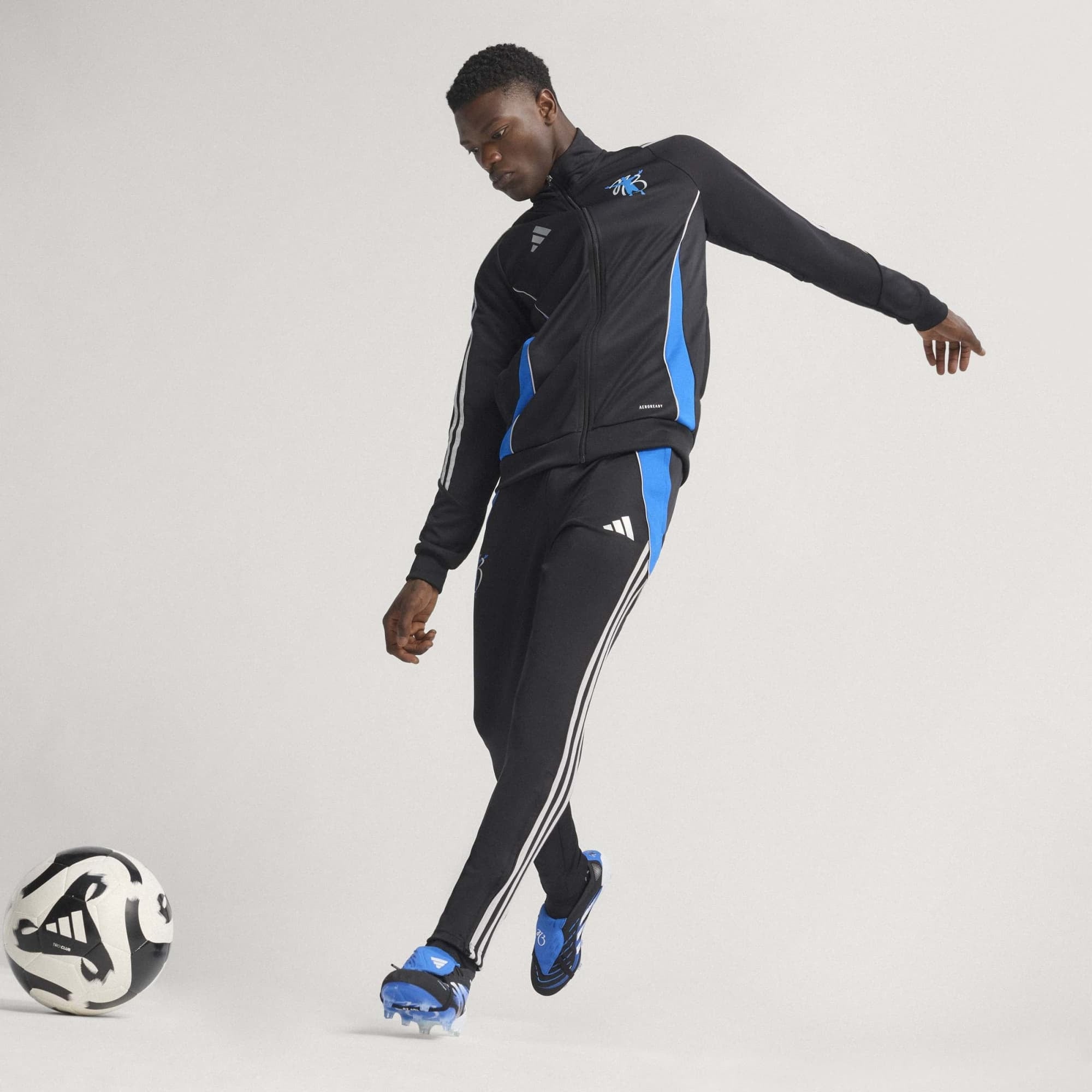 adidas Predator Elite JB Fold-Over Tongue Firm-Ground Low-Top Soccer Cleats - Core Black / Cloud White / Glow Blue