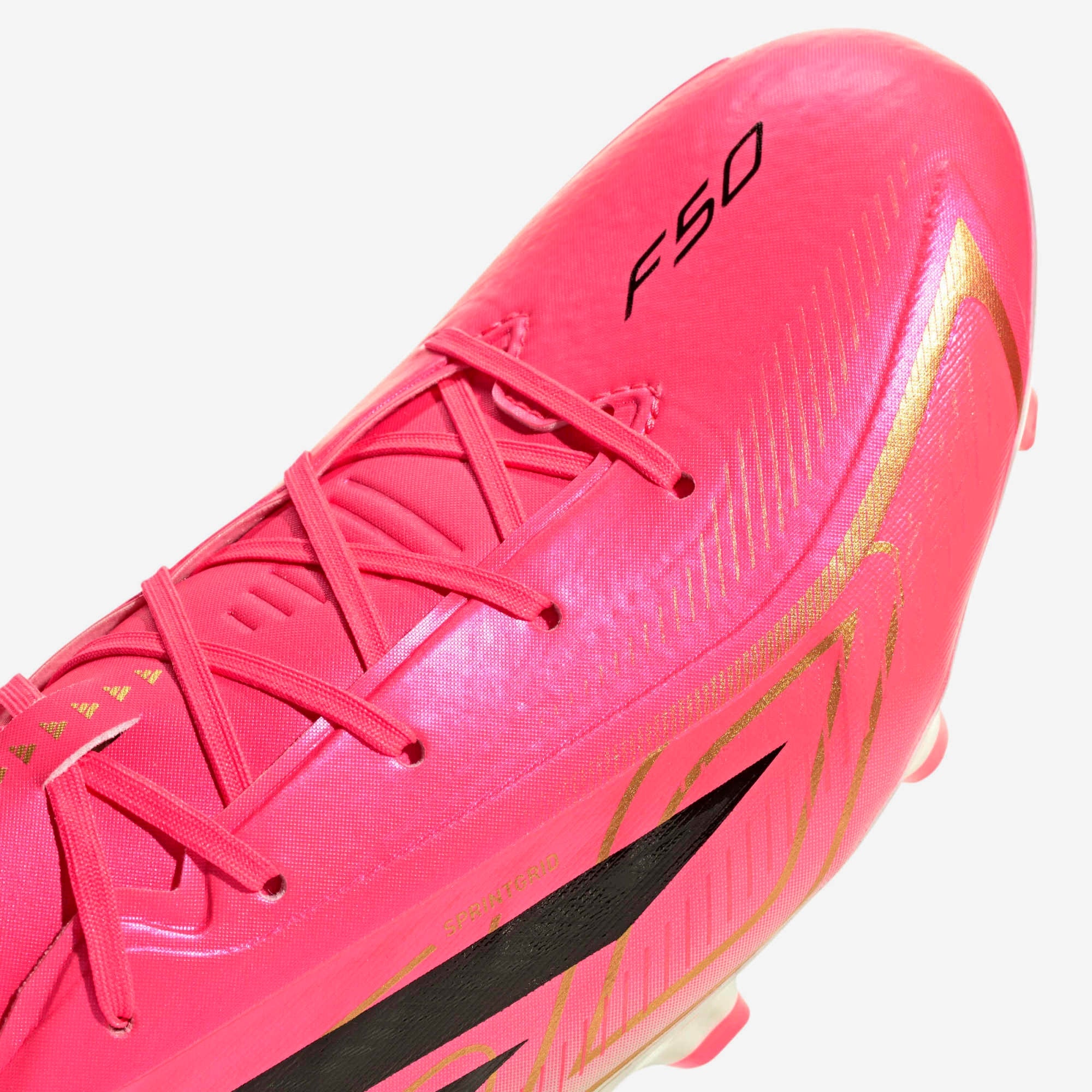 adidas F50 Hyperfast League Firm-Ground Low-Top Soccer Cleats - Solar Turbo / Core Black / Gold Met.