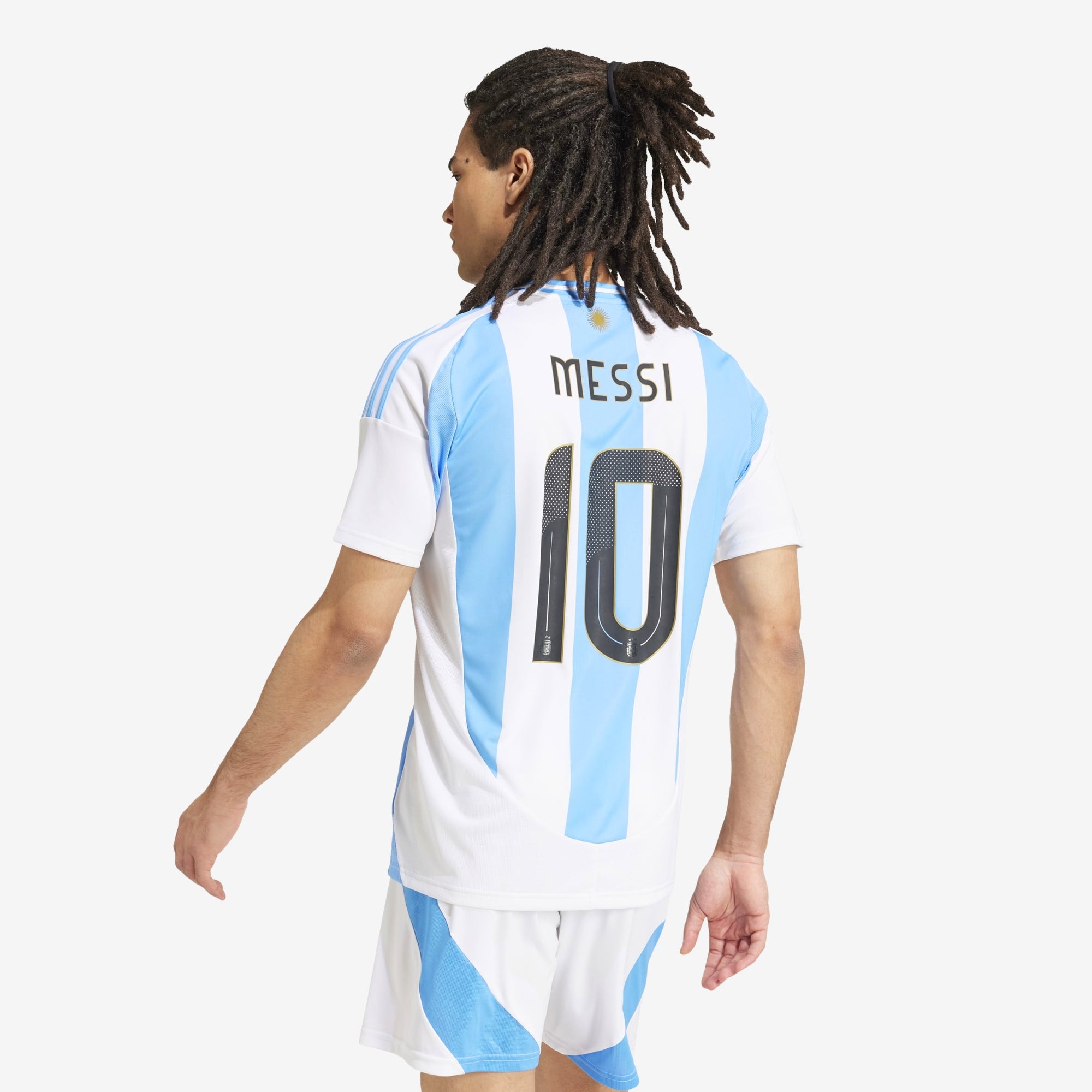 adidas Argentina 2024 Messi Stadium Home Men's AEROREADY Soccer Replica Jersey - White / Blue Burst