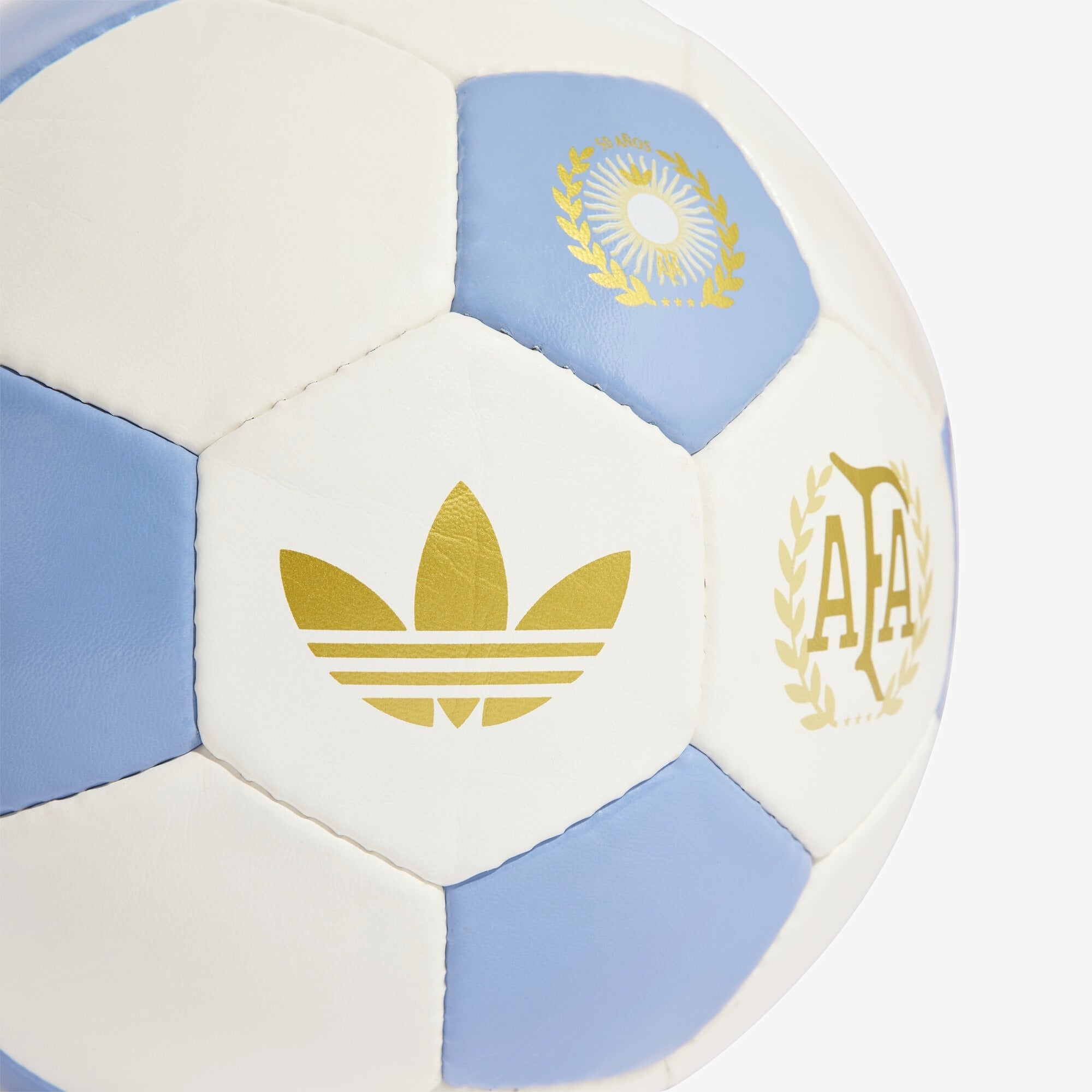 adidas Argentina Anniversary Soccer Ball - Cloud White / Ambient Sky / Gold Metallic / Sandy Beige