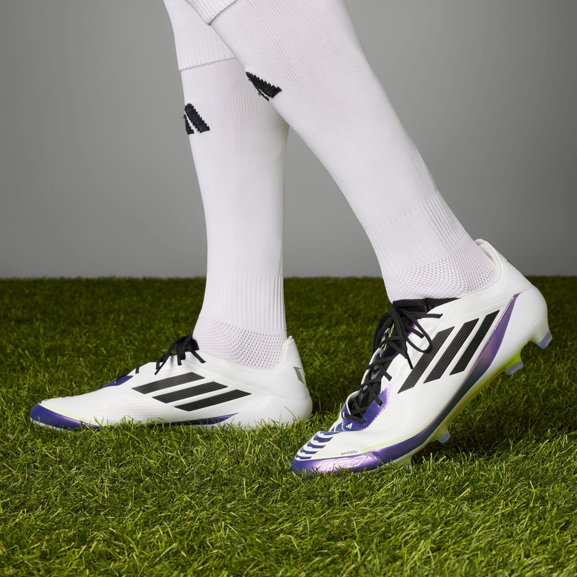 adidas F50 Elite Messi FG Low-Top Soccer Cleats - Cloud White / Core Black / Purple