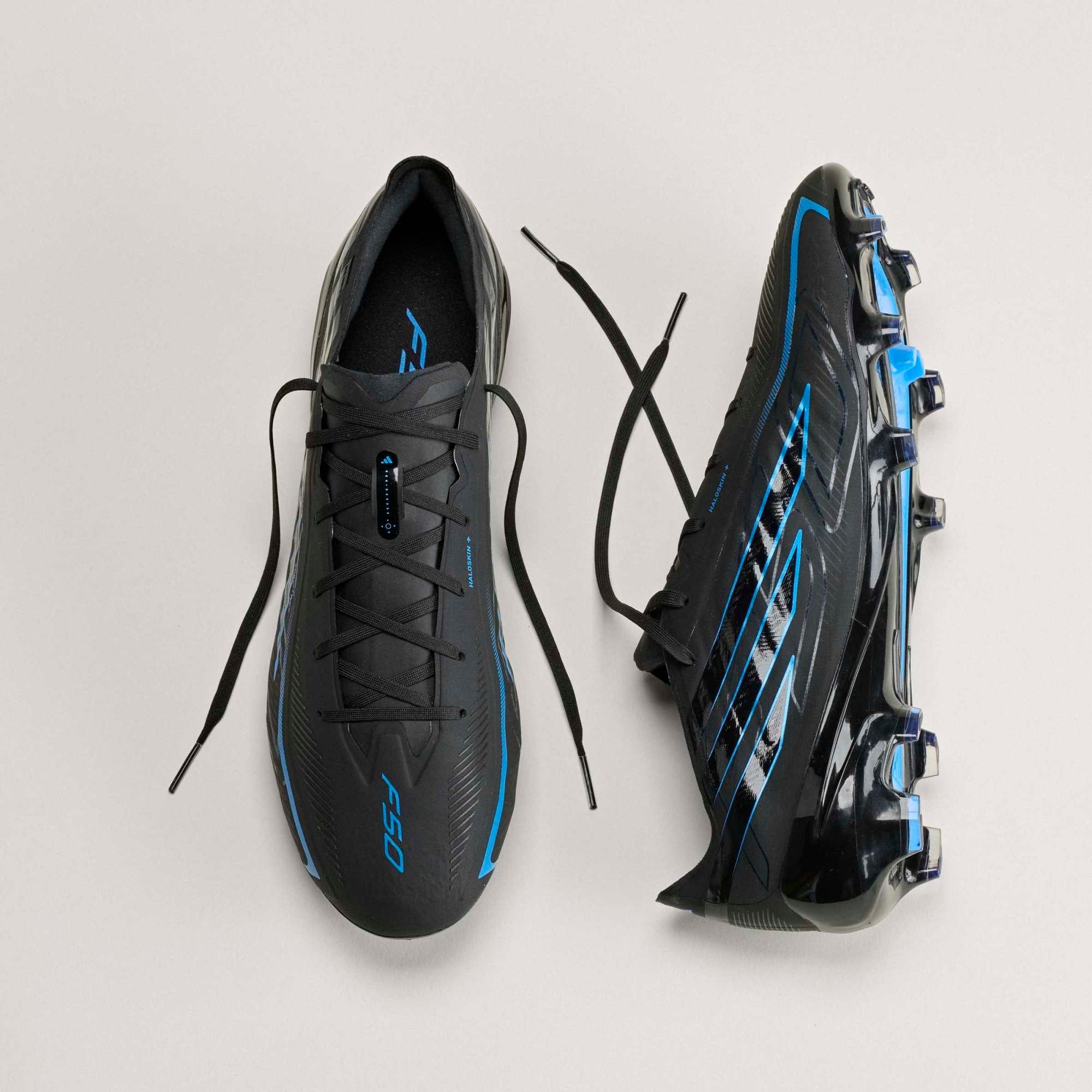 adidas F50 Hyperfast Pro Firm-Ground Low-Top Soccer Cleats - Core Black / Core Black / Lucid Ray Blue