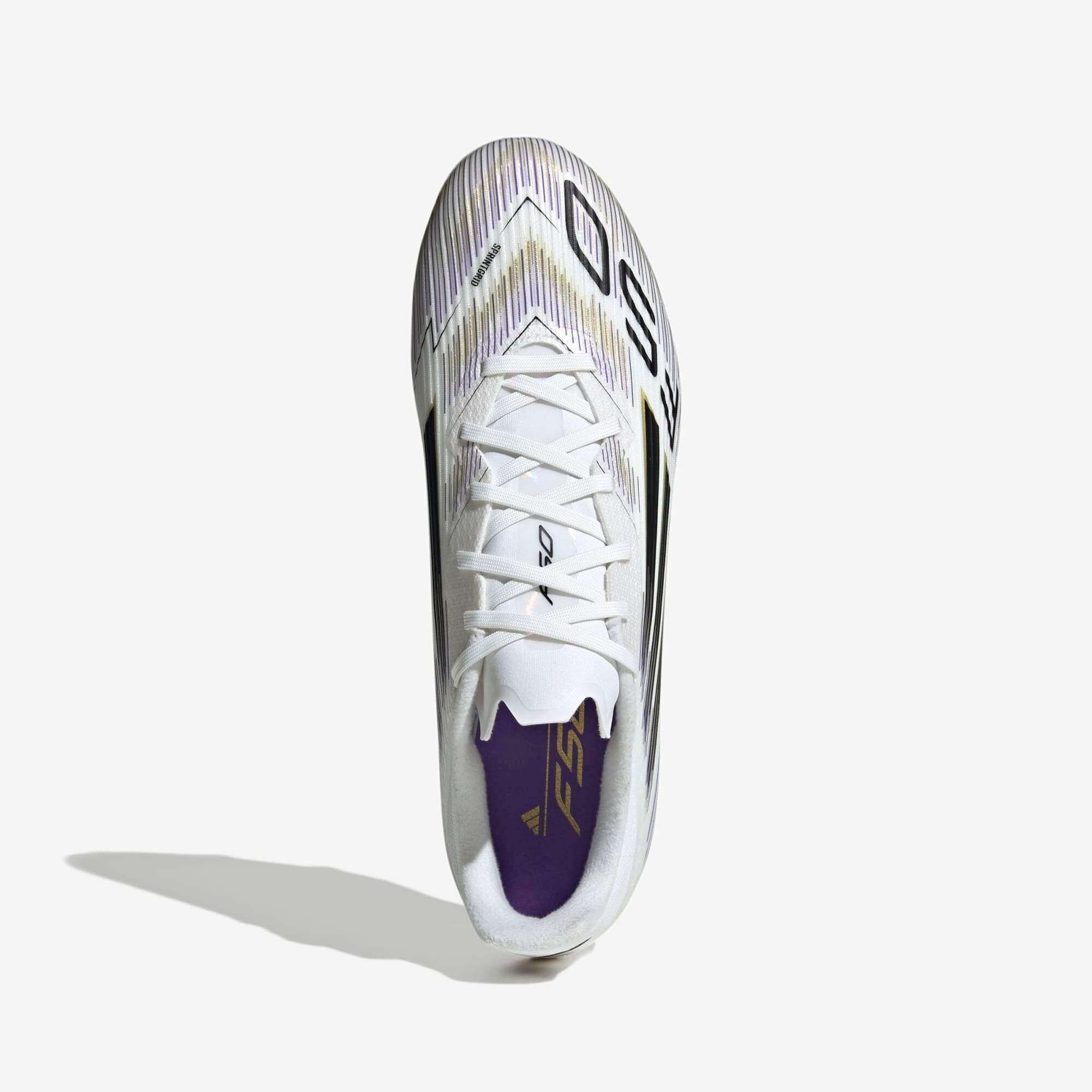 adidas F50 League Firm/Multi-Ground Low-Top Soccer Cleats - Cloud White / Core Black / Gold Metallic