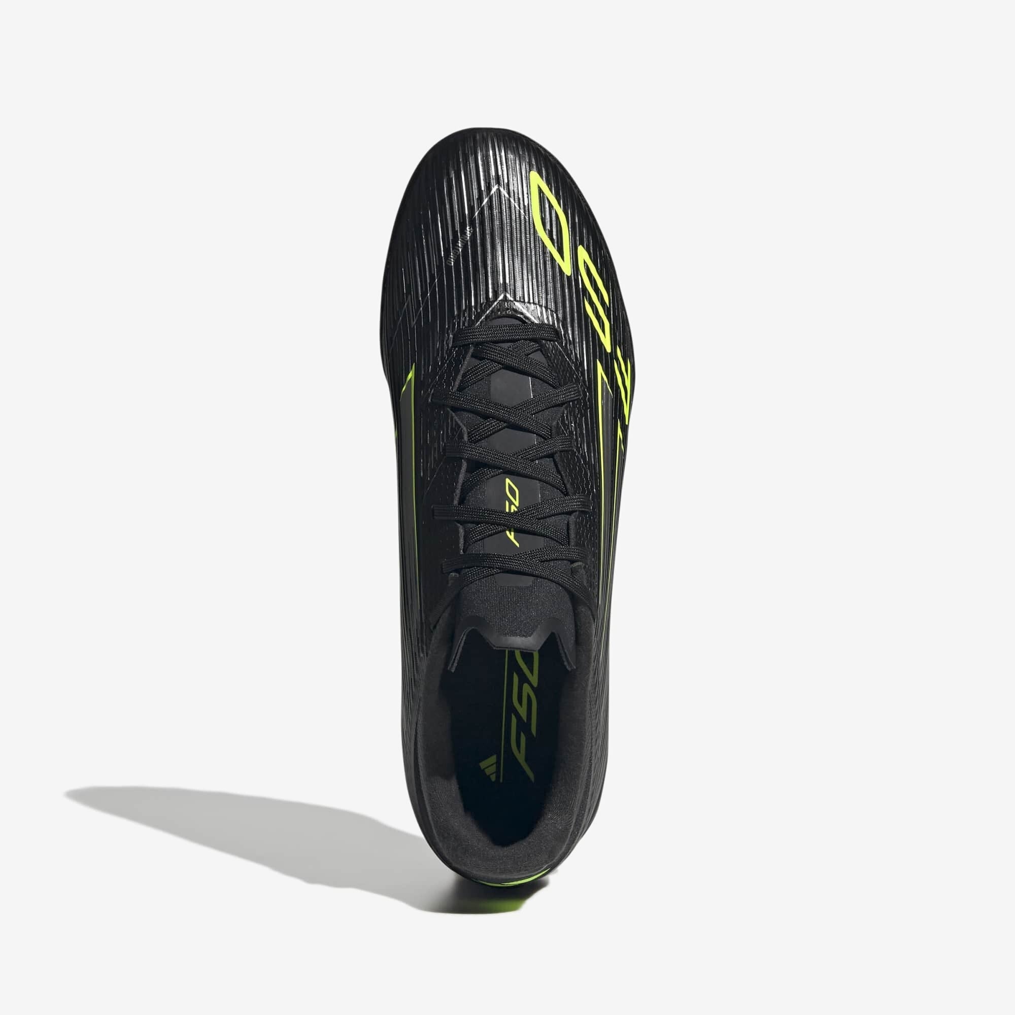 adidas F50 League Turf Low-Top Soccer Shoes - Core Black / Iron Metallic / Lucid Lemon