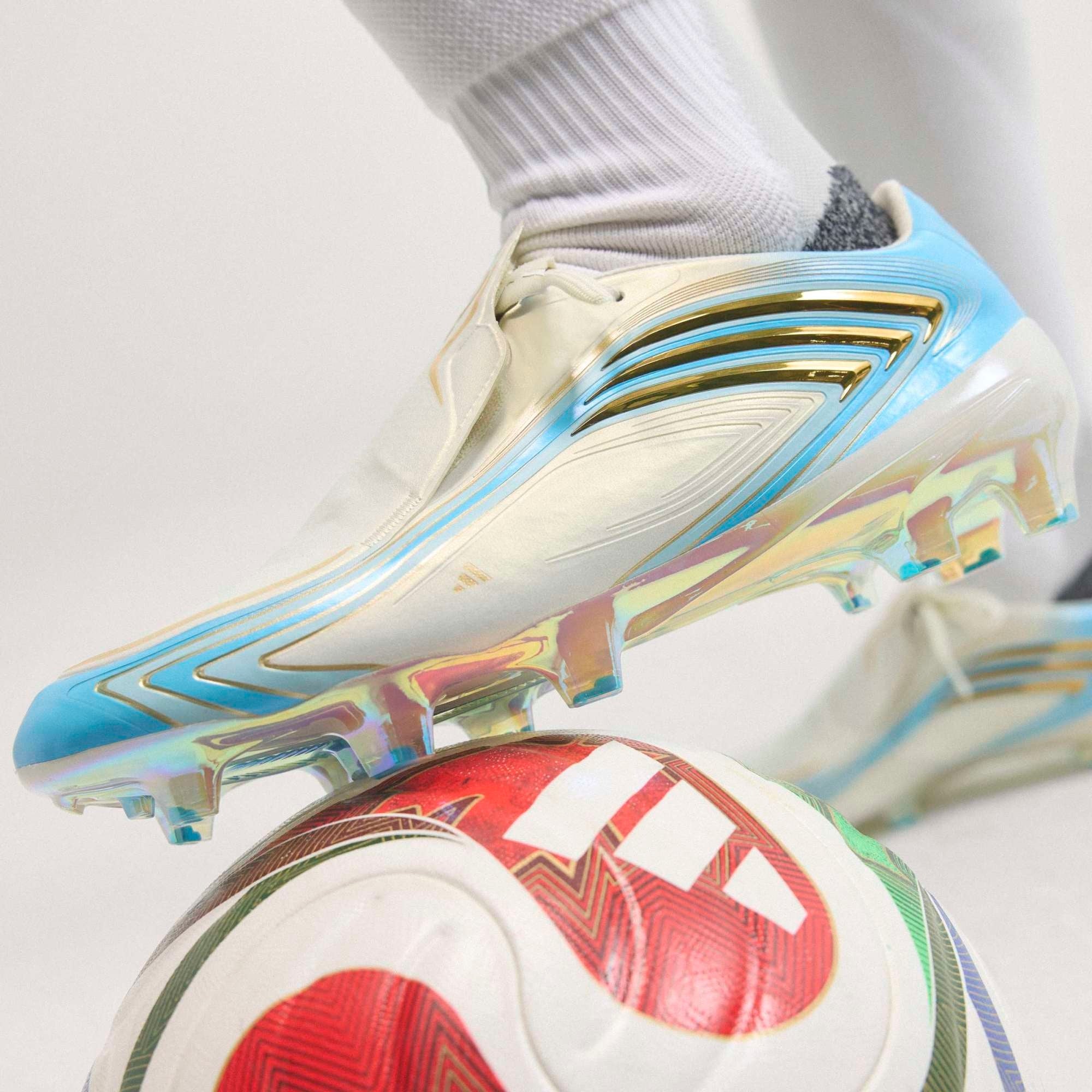 adidas F50 Messi Elite Firm-Ground Low-Top Soccer Cleats - Ivory / Semi Blue Burst / Icey Blue