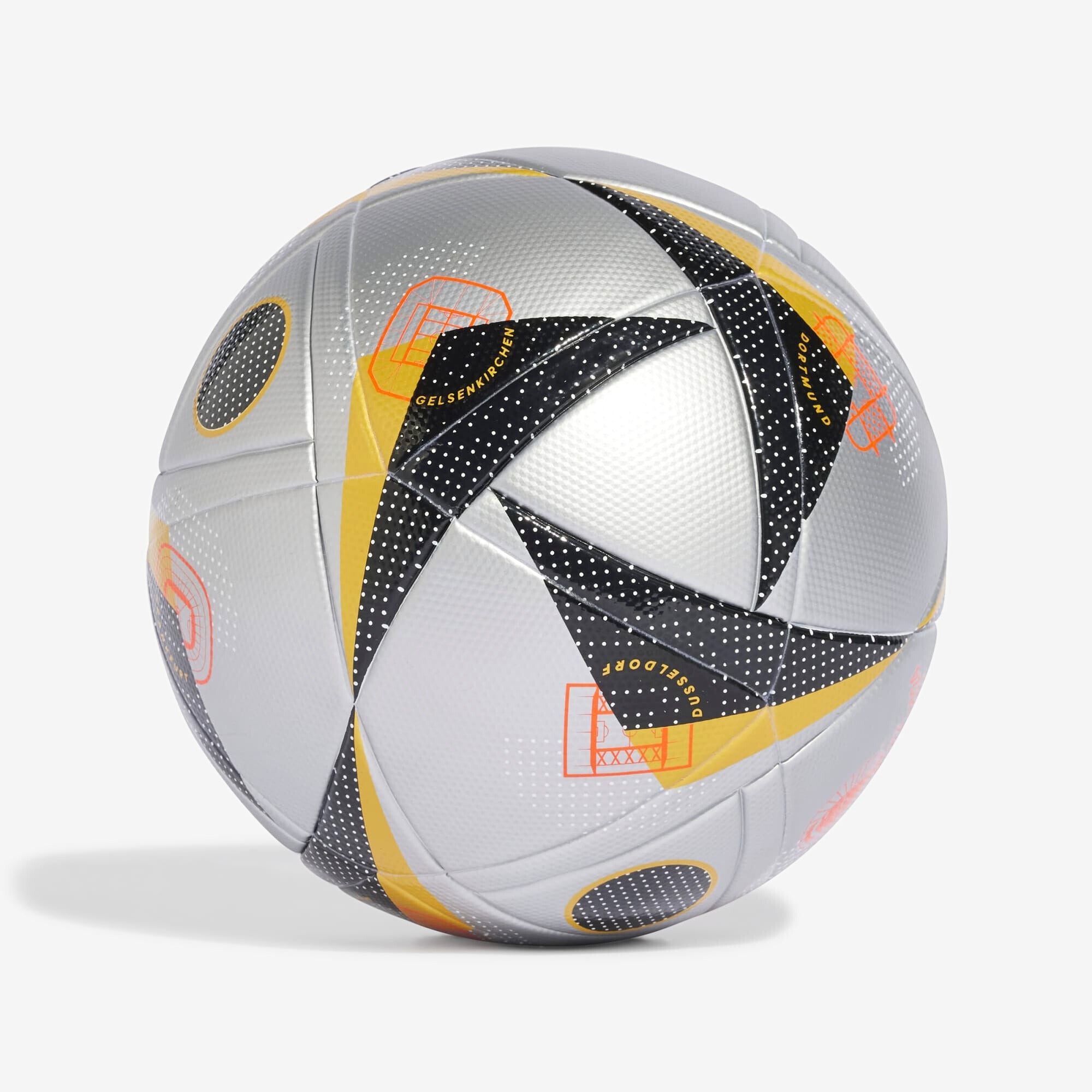 adidas Fussballliebe Finale League Soccer Ball - Silver Metallic / Gold Metallic / Black / Solar Red