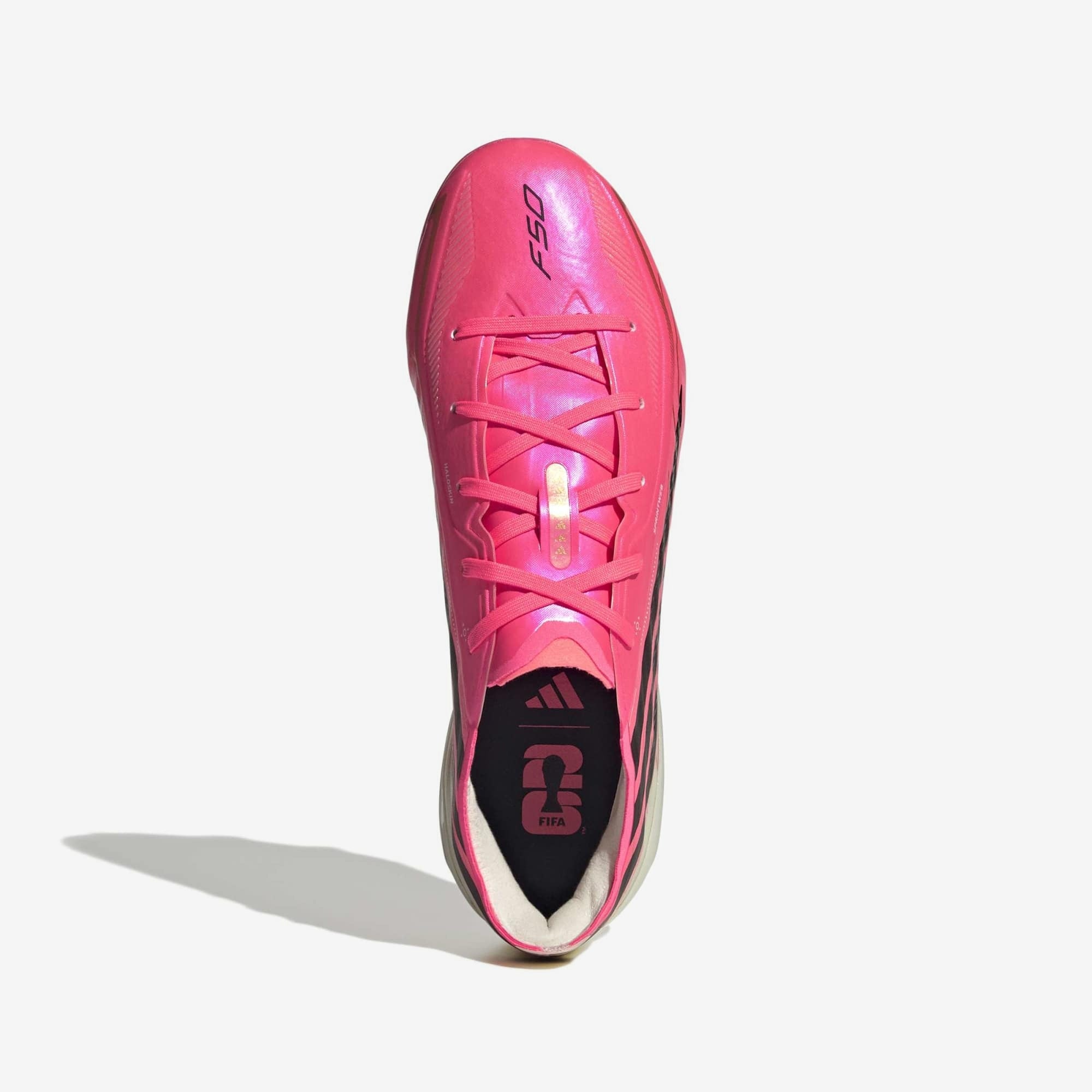 adidas Jr. F50 Hyperfast Elite Big Kids' Firm-Ground Low-Top Soccer Cleats - Solar Turbo / Core Black / Gold Met.