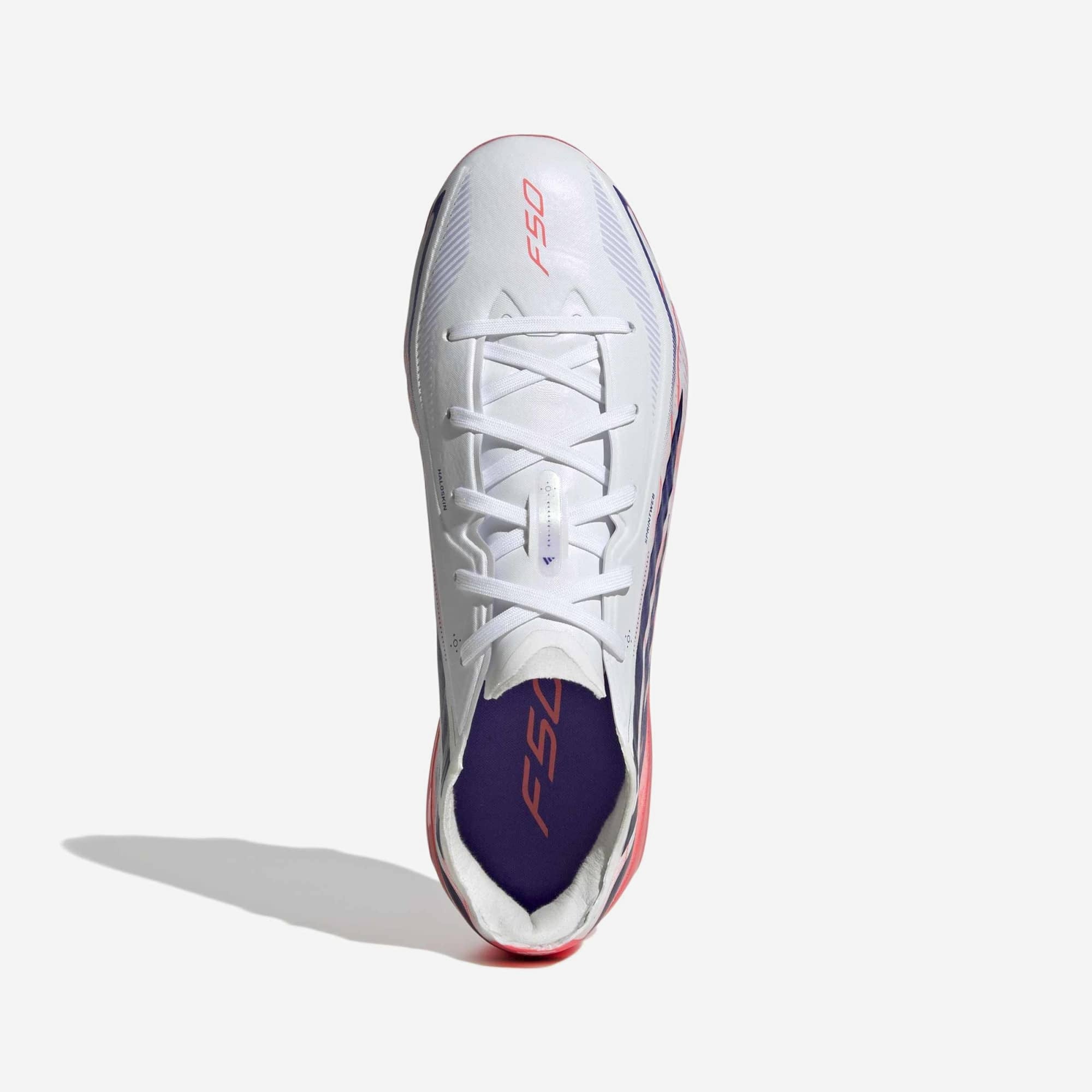 adidas Jr. F50 Hyperfast Elite Big Kids' Firm-Ground Low-Top Soccer Cleats - Ftwr White / Solar Purple / Solar Turbo