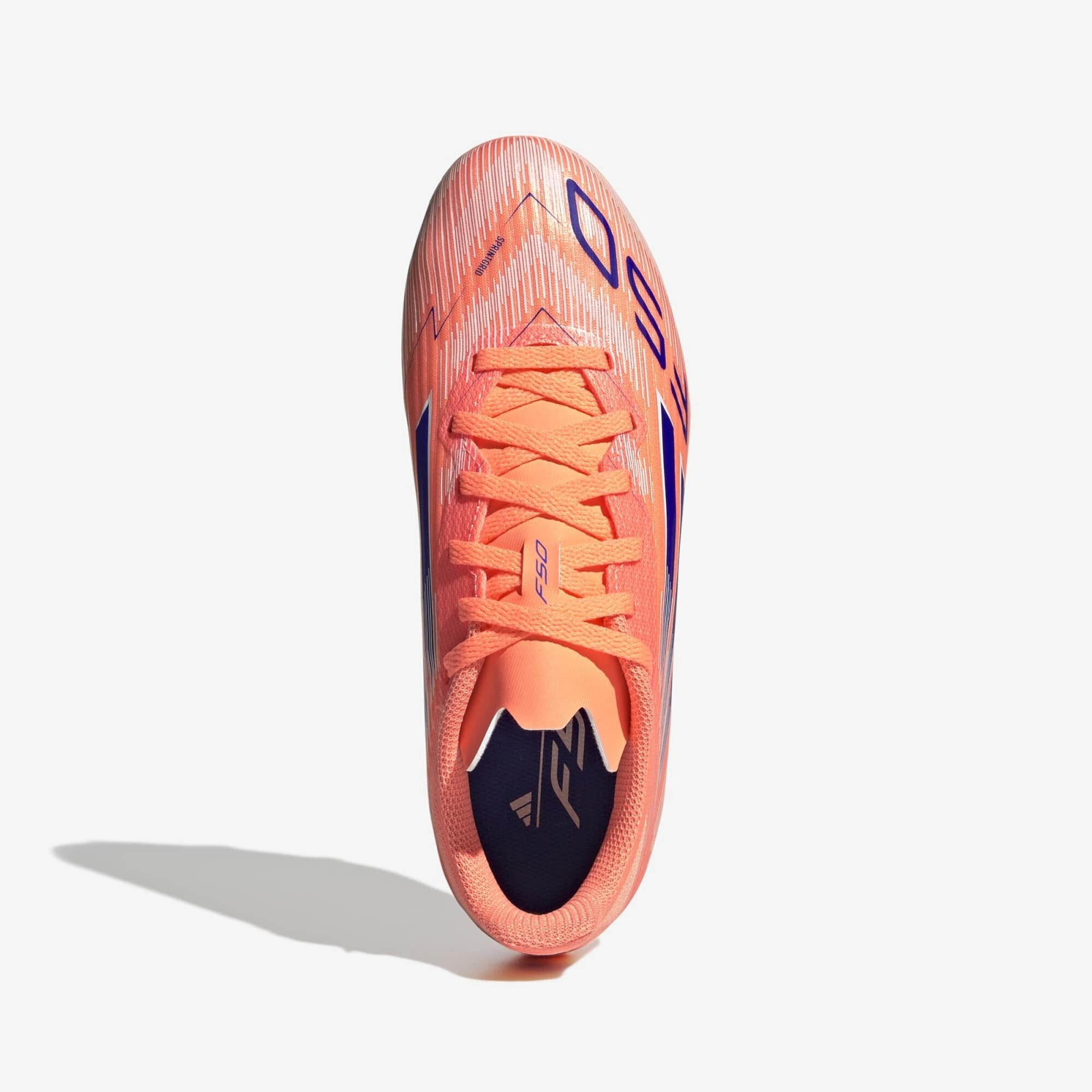 adidas Jr. F50 League Kids' Firm/Multi-Ground Low-Top Soccer Cleats - Beam Orange / Lucid Blue / Cloud White