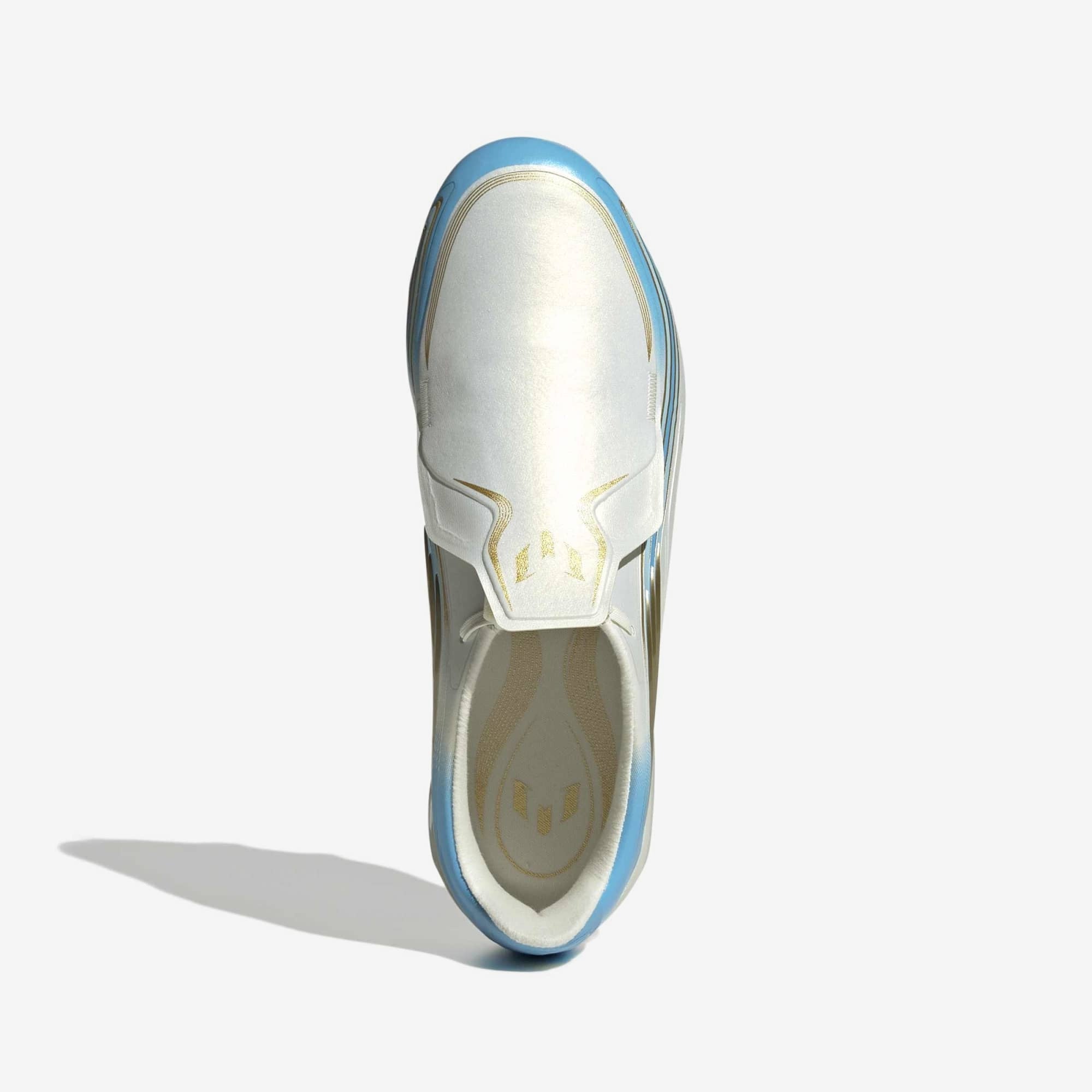 adidas Jr. F50 Messi Elite Big Kids' Firm-Ground Low-Top Soccer Cleats - Ivory / Semi Blue Burst / Icey Blue