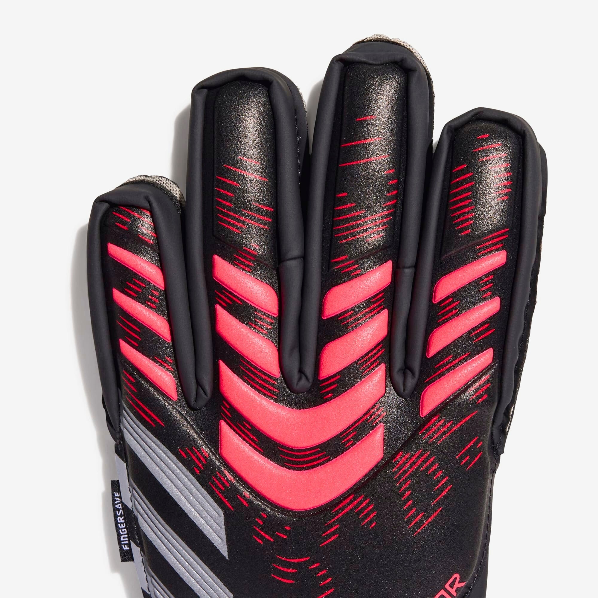 adidas Jr. Predator Match Fingersave Goalkeeper Gloves - Black / Black / Lucid Red