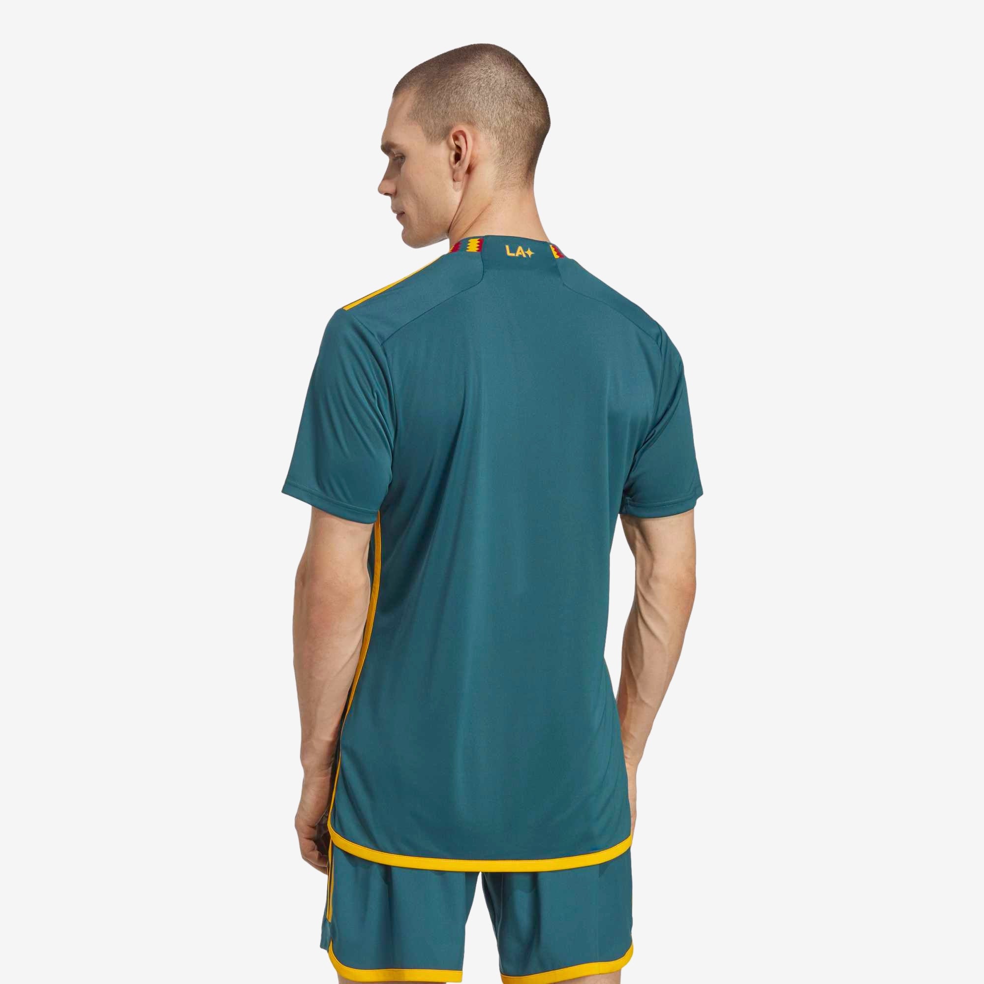 adidas LA Galaxy 2023/24 Stadium Away Men's Soccer Jersey - Mystery Green / Team Collegiate Gold