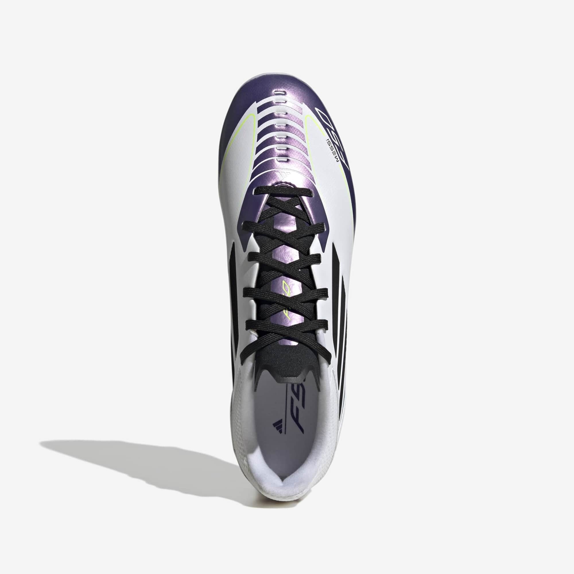adidas Messi F50 League Firm/Multi-Ground Low-Top Soccer Cleats - Cloud White / Core Black / Purple