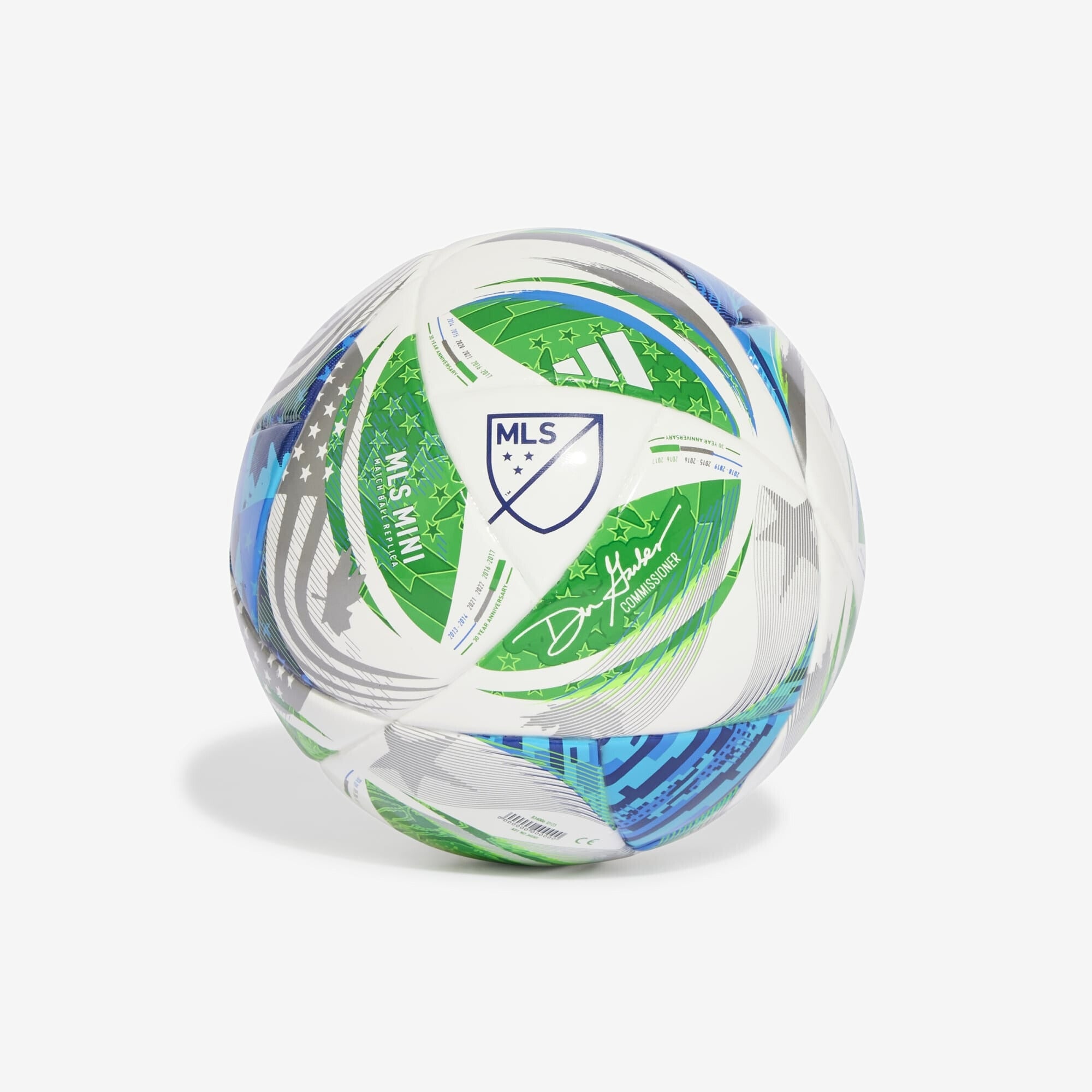 adidas MLS 25 Mini Soccer Ball - White / Green / Glow Blue / Solar Blue