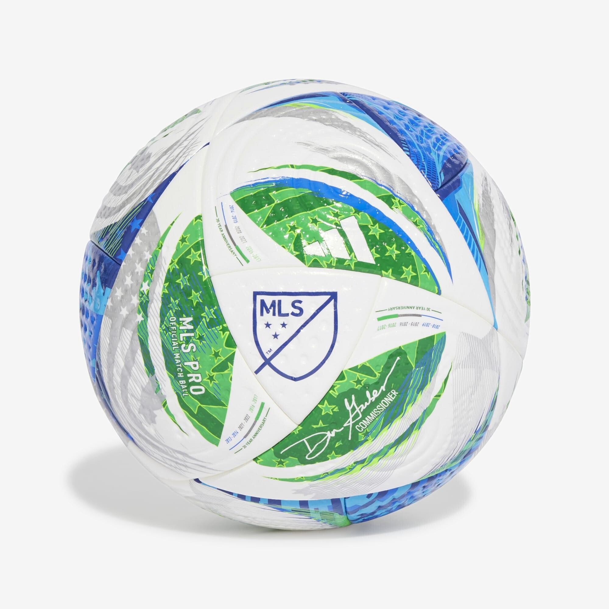 adidas MLS 25 Pro Soccer Ball - White / Green / Glow Blue / Pantone