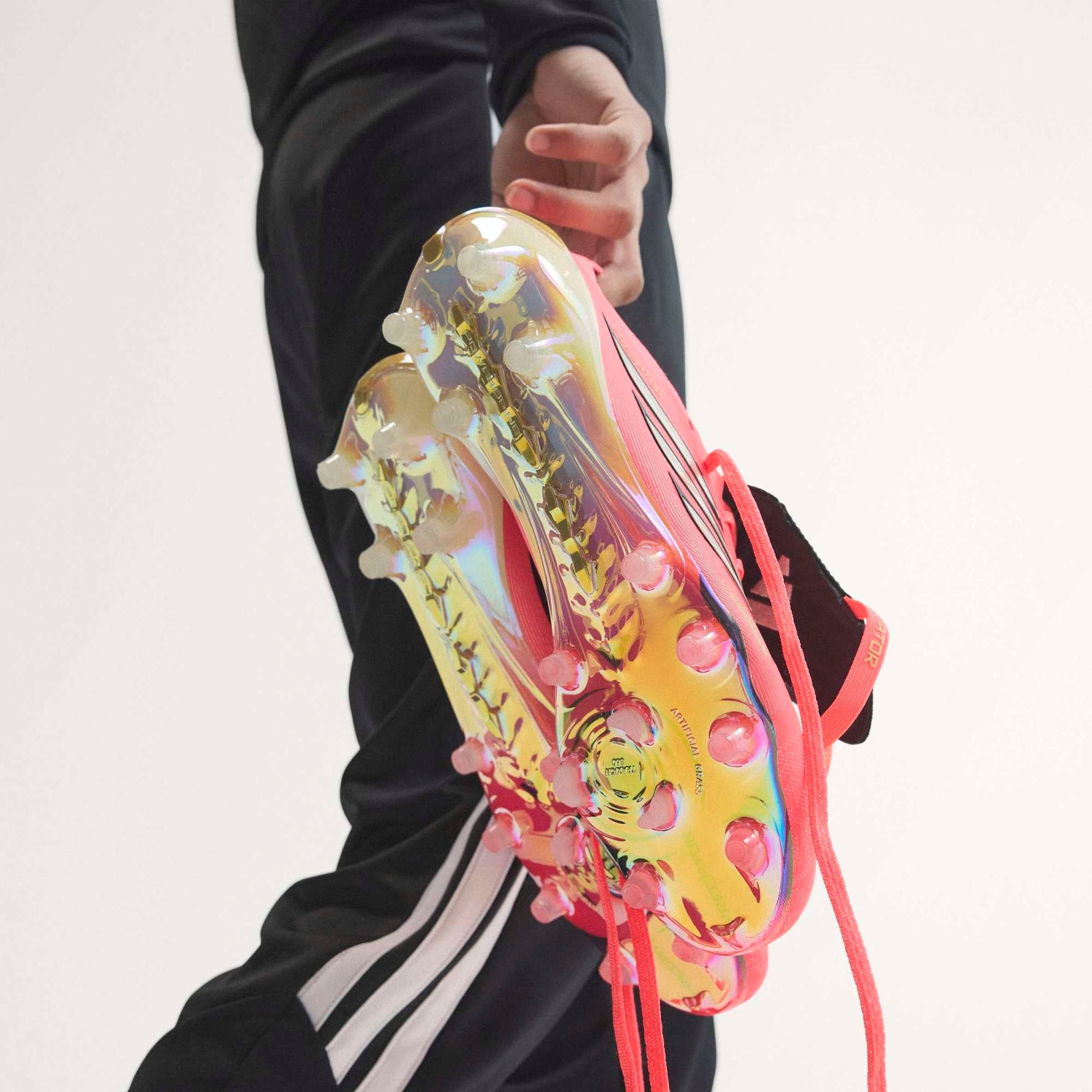 adidas Predator Elite Fold-Over Tongue Artificial-Grass Low-Top Soccer Cleats - Solar Turbo / Thermal Chrome / Core Black