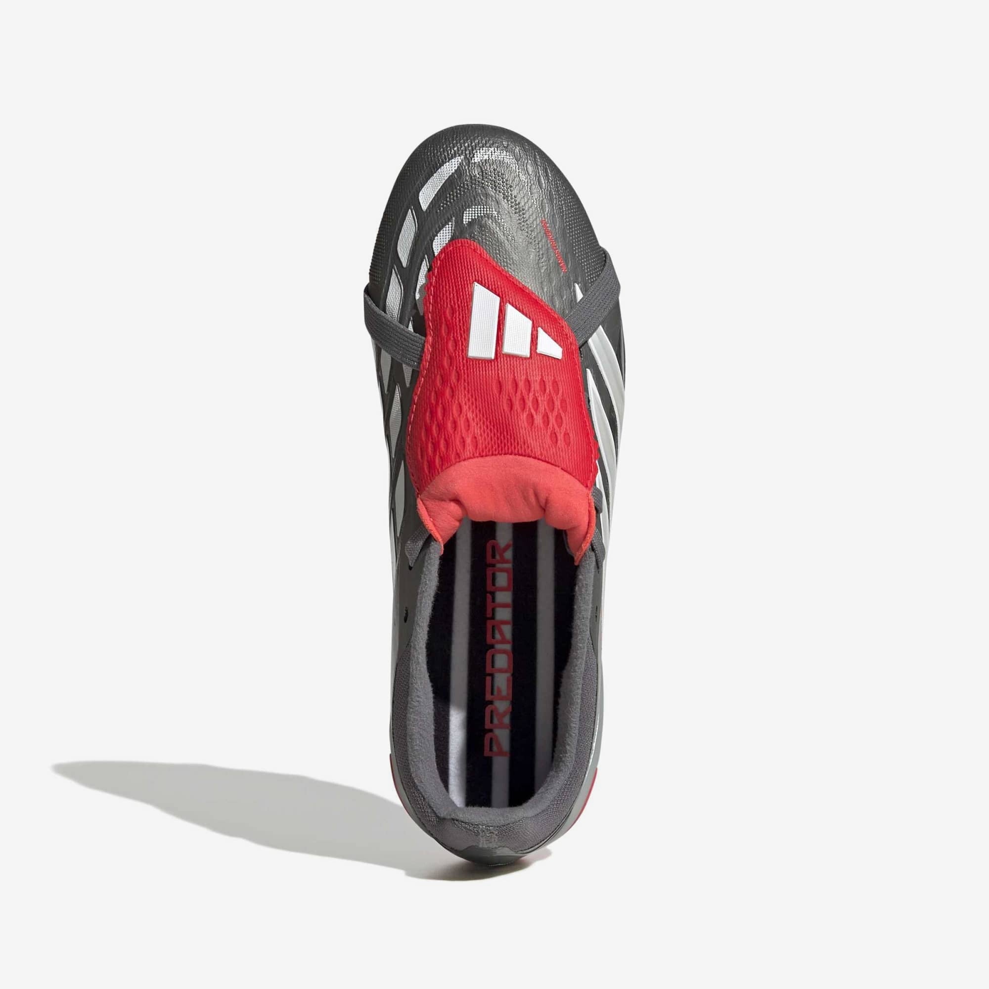 adidas Predator Elite Fold-Over Tongue Big Kids' Firm-Ground Low-Top Soccer Cleats - Iron Metallic / Zero Metalic / Lucid Red