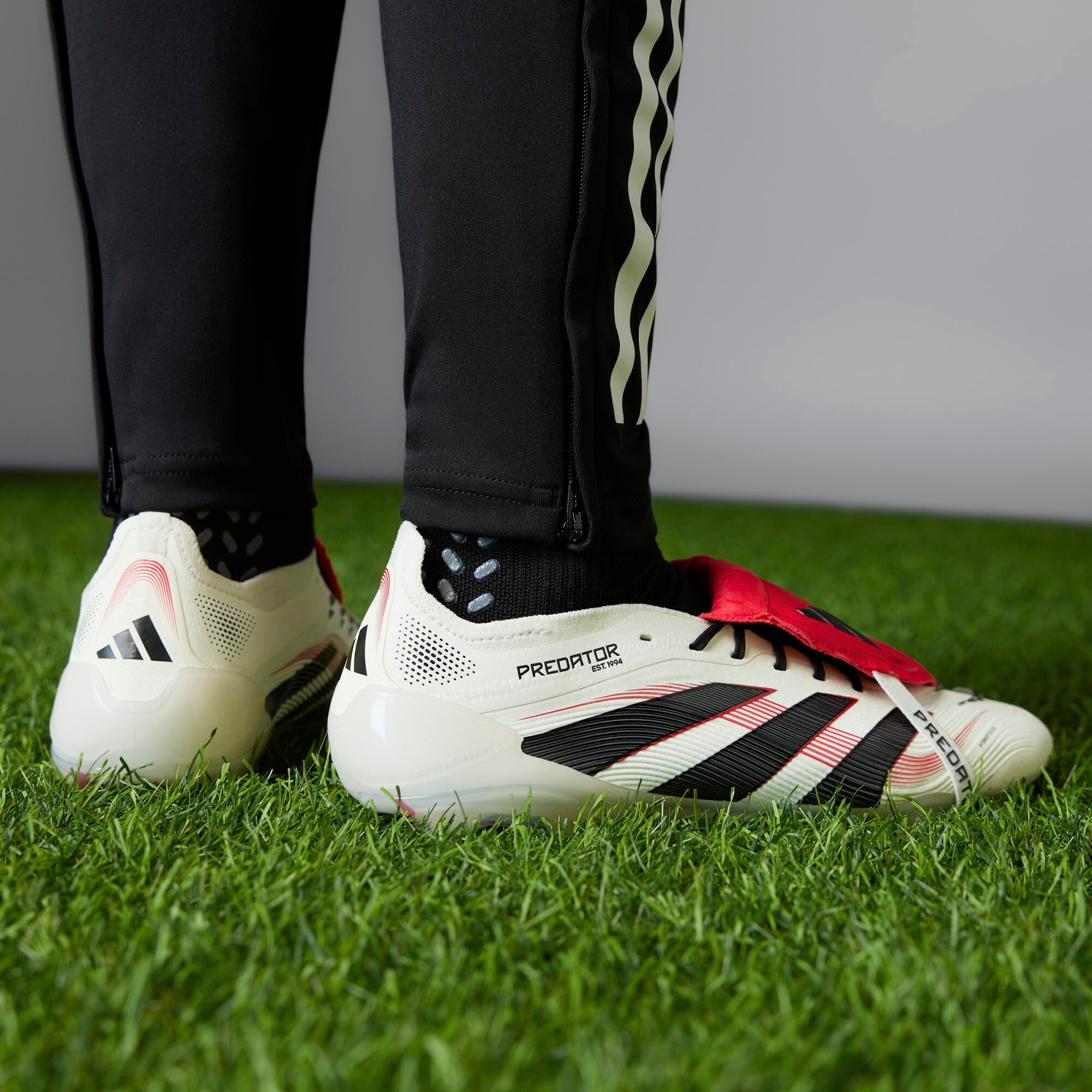 adidas Predator Elite Fold-Over Tongue FG Low-Top Soccer Cleats - Off White / Core Black / Pure Ruby