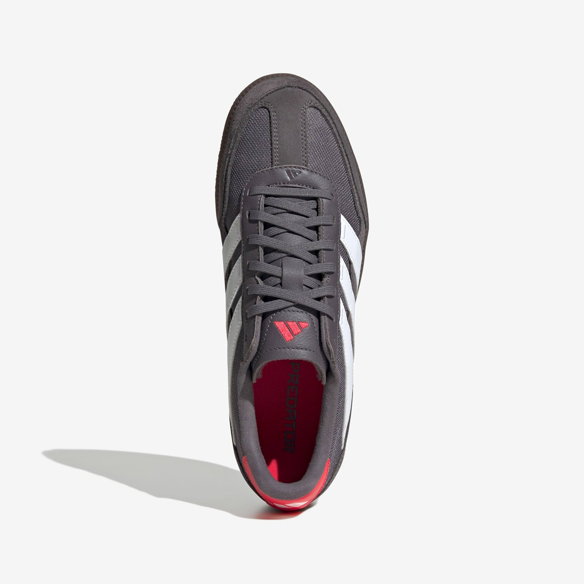 adidas Predator Freestyle IC Low-Top Soccer Shoes - Grey Strata / White / Lucid Red