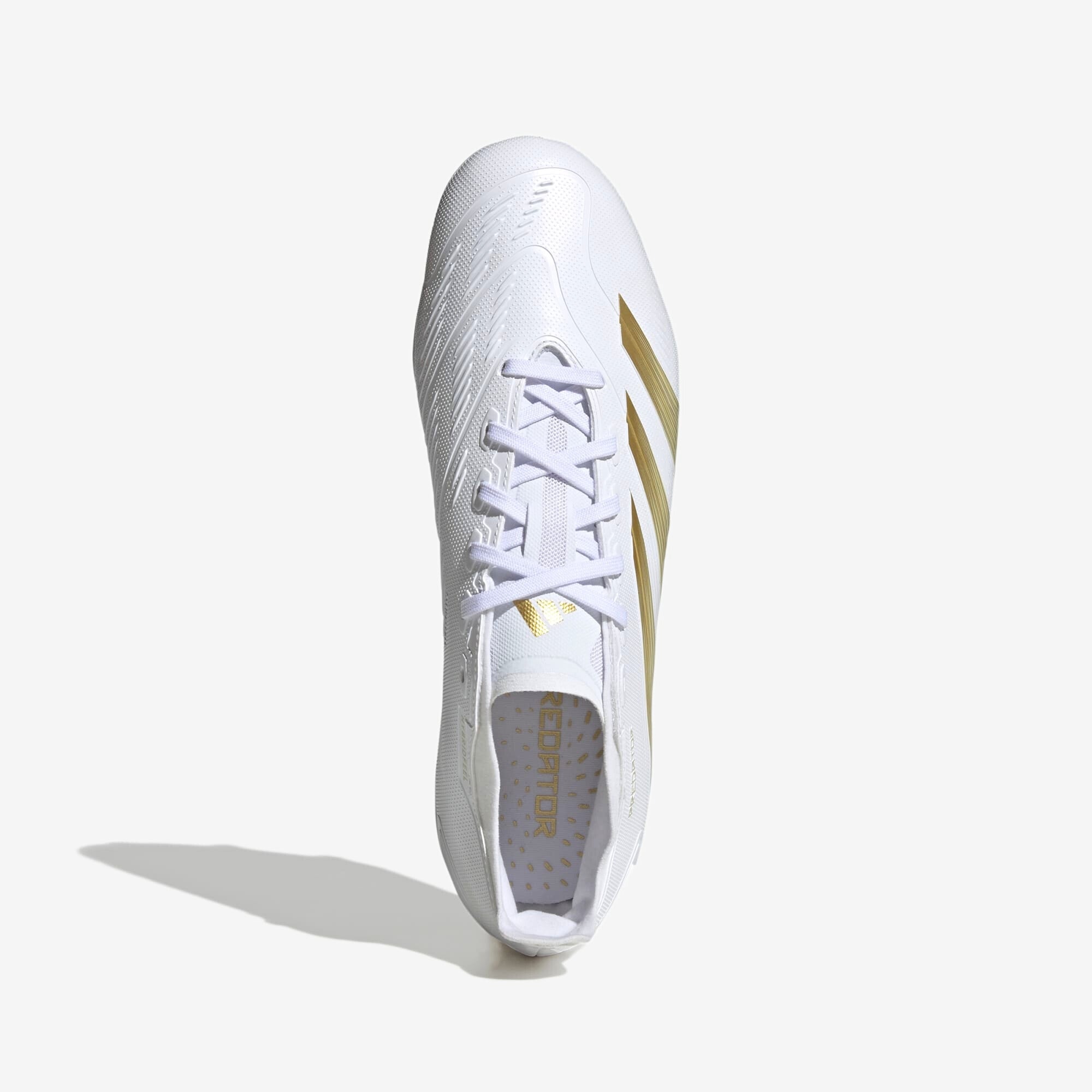 adidas Predator League FG Low-Top Soccer Cleats - Cloud White / Gold Metallic / Sandy Beige Met