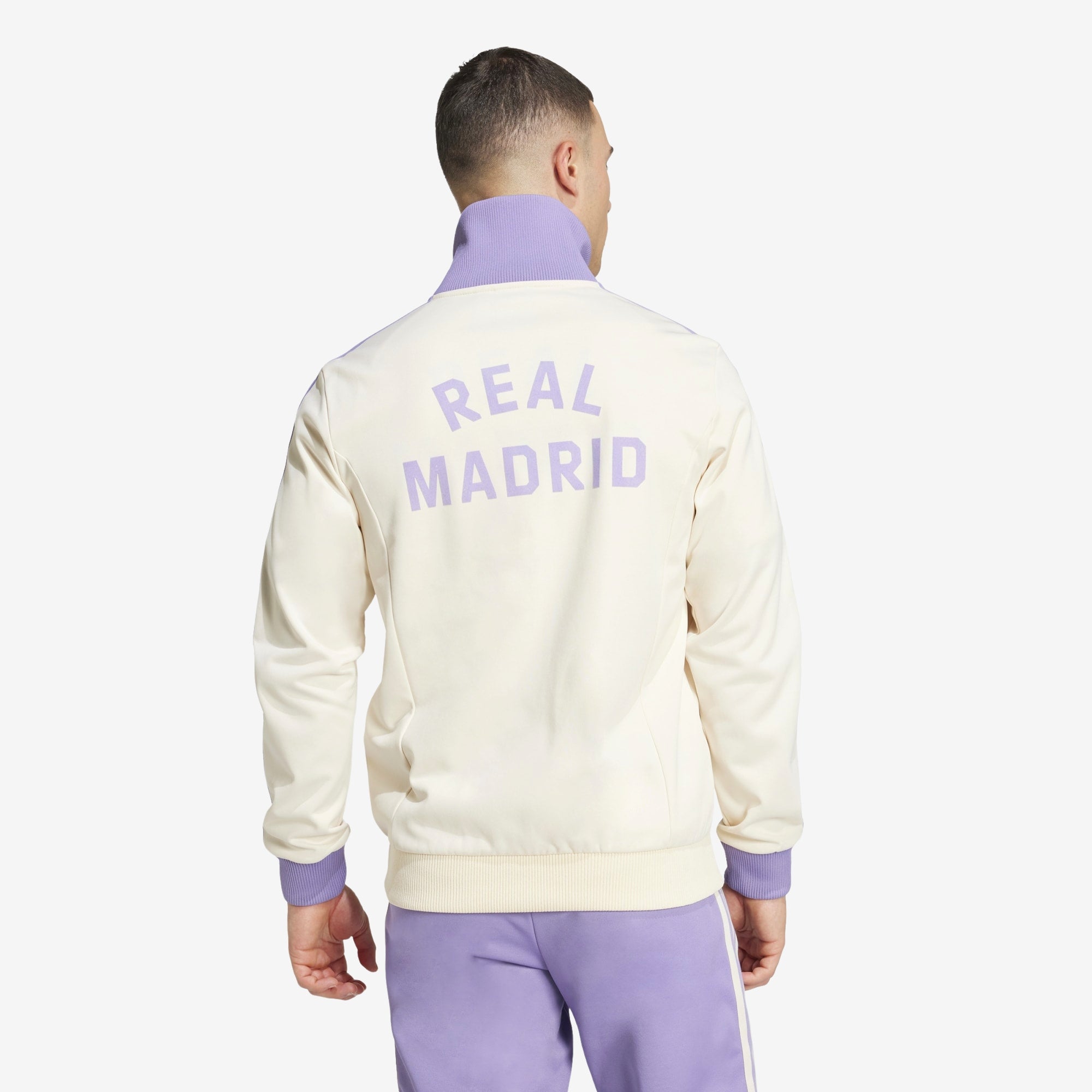 adidas Real Madrid Top Men's Full-Zip Soccer Track Jacket - Wonder White / Magic Lilac