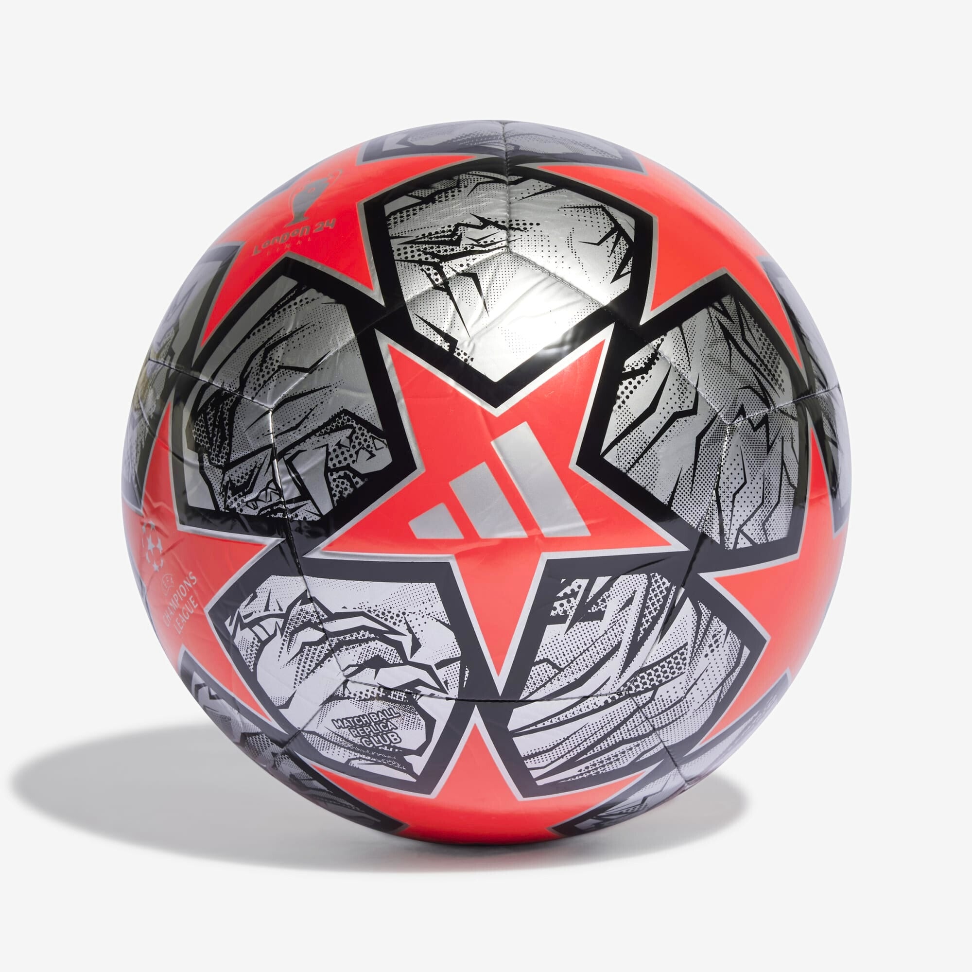 adidas UCL Club 2023/24 Knockout Soccer Ball - Silver Metallic / Solar Red / Black