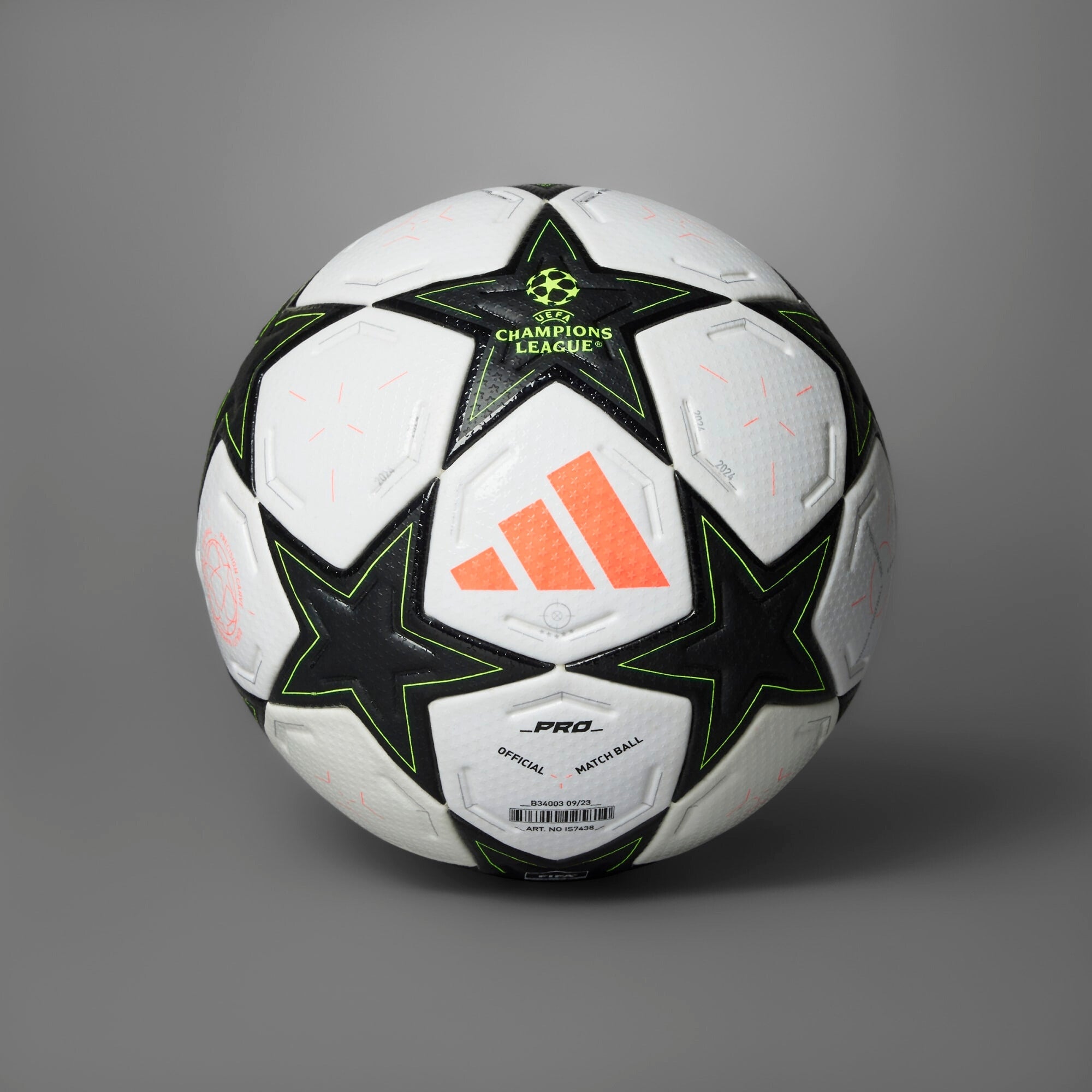 adidas UCL Pro 24/25 League Phase Soccer Ball - White / Aurora Black / Platinum Metallic / Team Solar Yellow