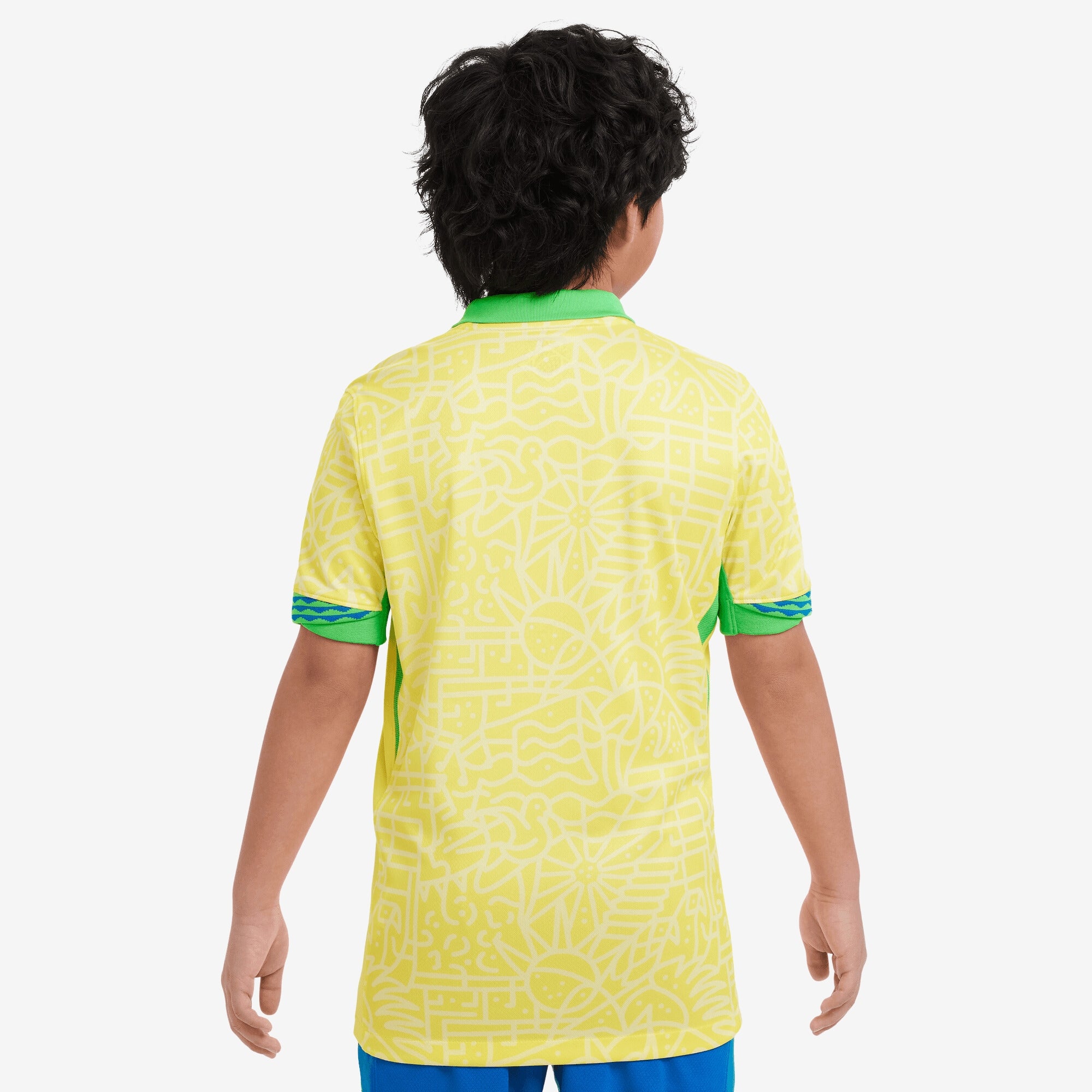 Nike Brazil 2024 Stadium Home Big Kids' Dri-FIT Soccer Replica Jersey - Dynamic Yellow/Lemon Chiffon/Green Spark