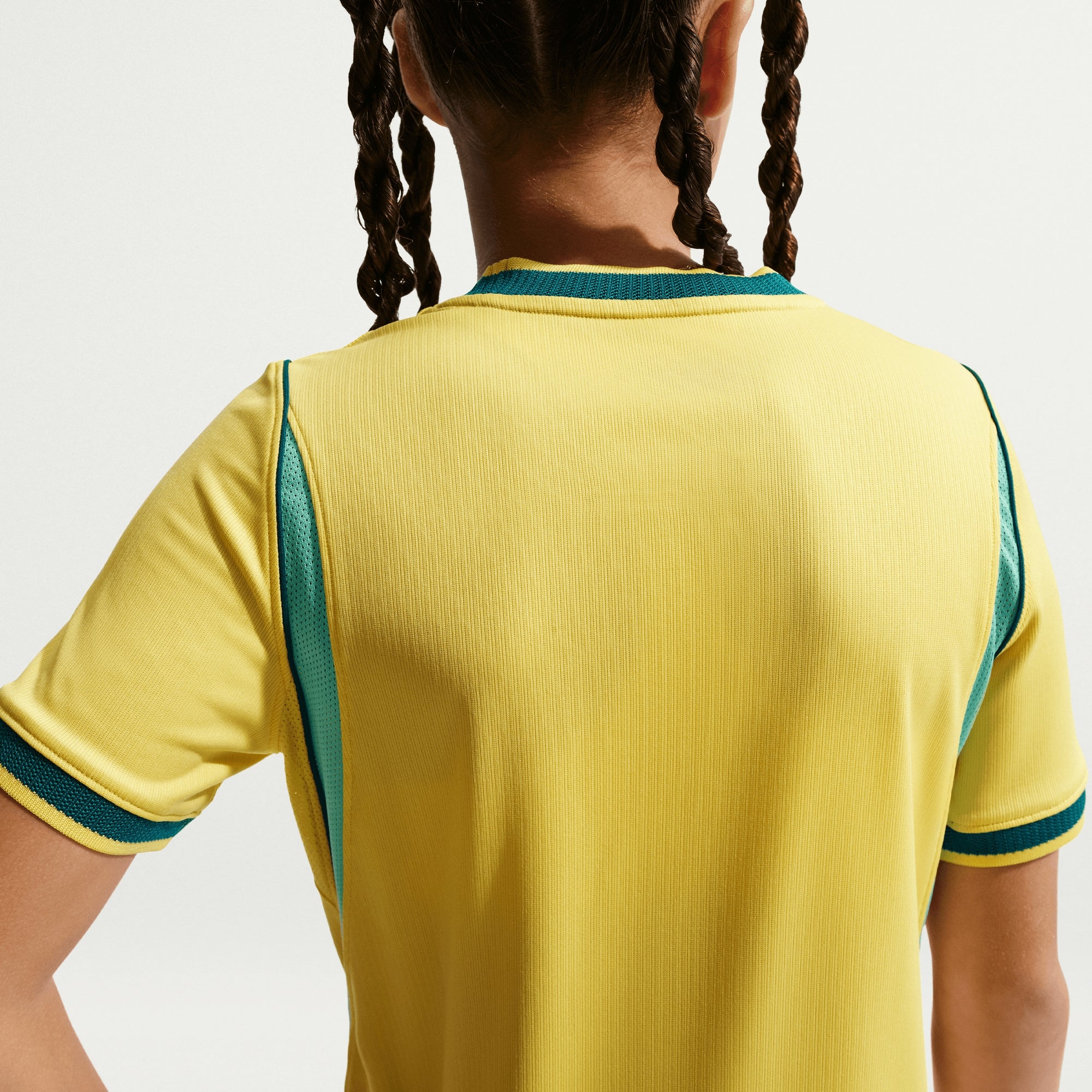 Nike Brazil 2026 Stadium Home Big Kids' Dri-FIT Soccer Replica Jersey - Canary/Light Menta/Geode Teal
