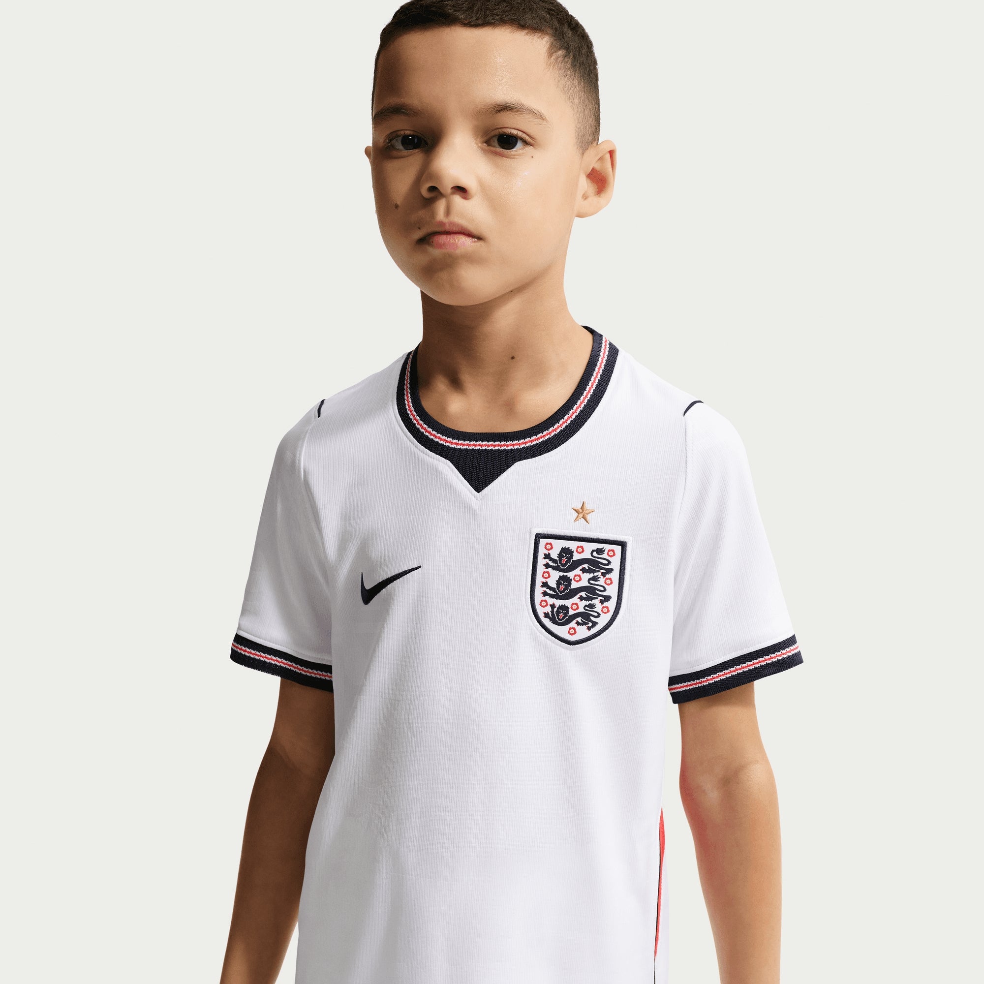 Nike England 2026 Stadium Home Big Kids' Dri-FIT Soccer Replica Jersey - White/Speed Red/Obsidian/Obsidian