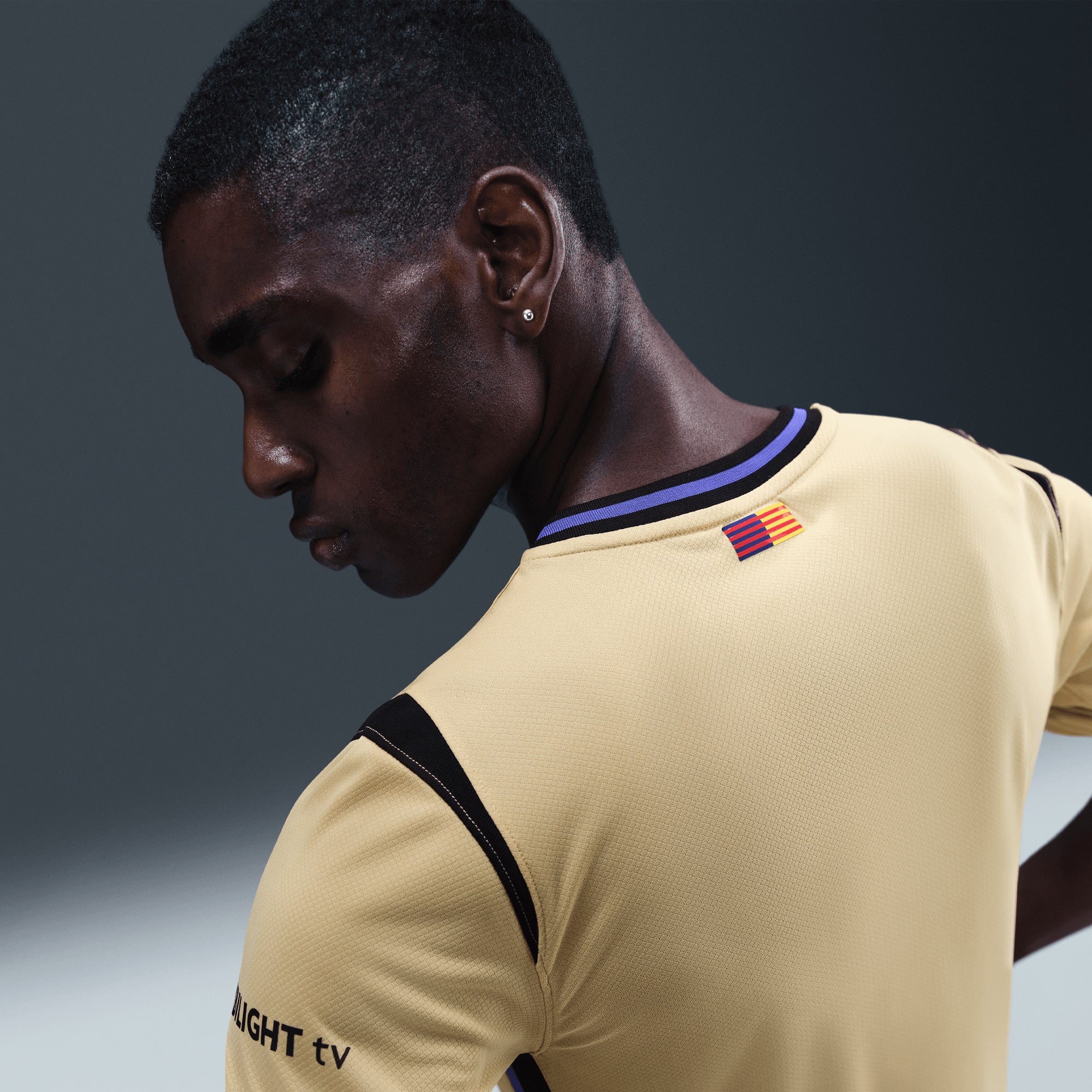 Nike FC Barcelona 2025/26 Stadium Away Men's Kobe Dri-FIT Soccer Replica Jersey - Team Gold/Team Gold/Persian Violet/Black