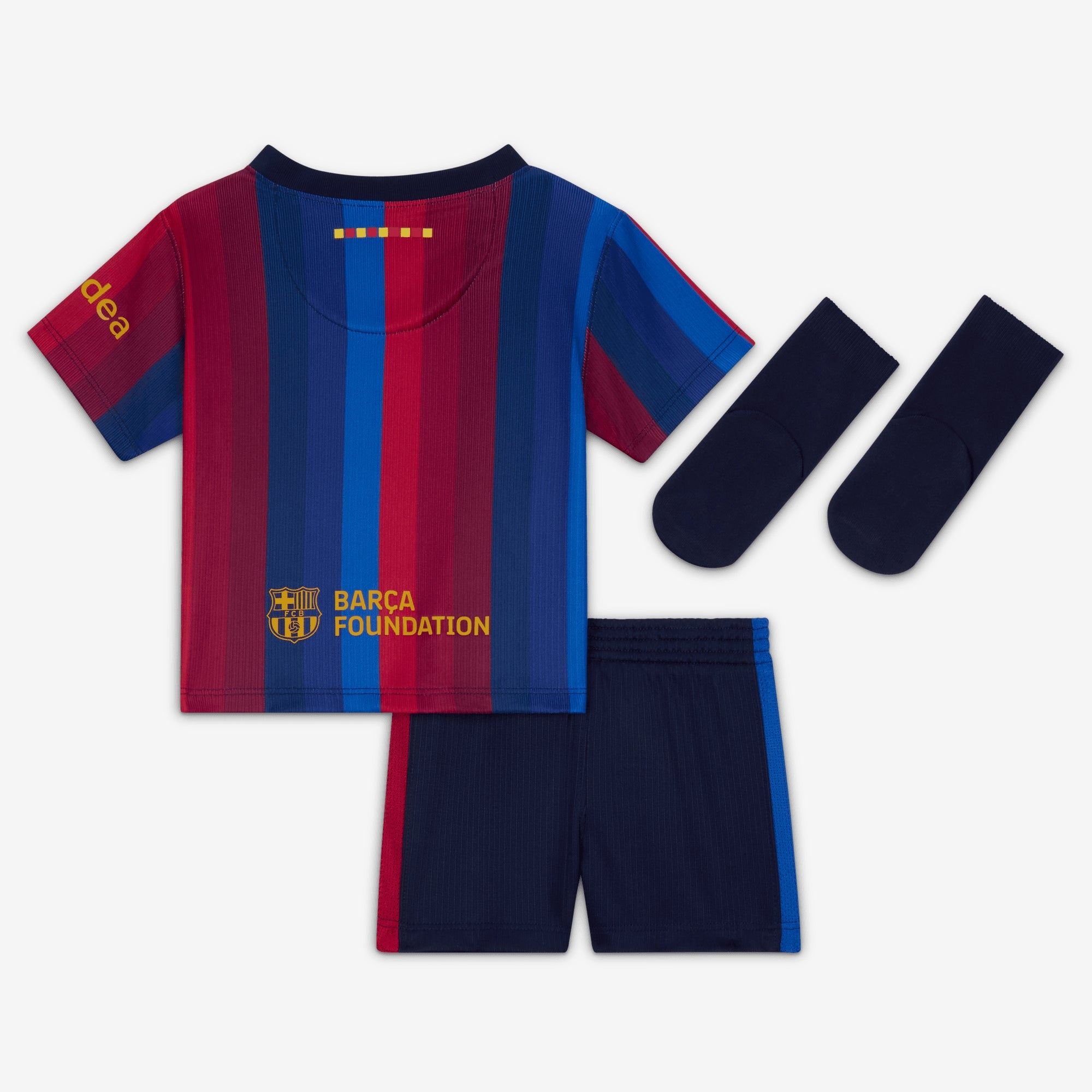 Nike FC Barcelona 2026 Stadium Home Baby/Toddler Soccer Replica 3-Piece Kit - Deep Garnet/Blue Void/Mineral Yellow
