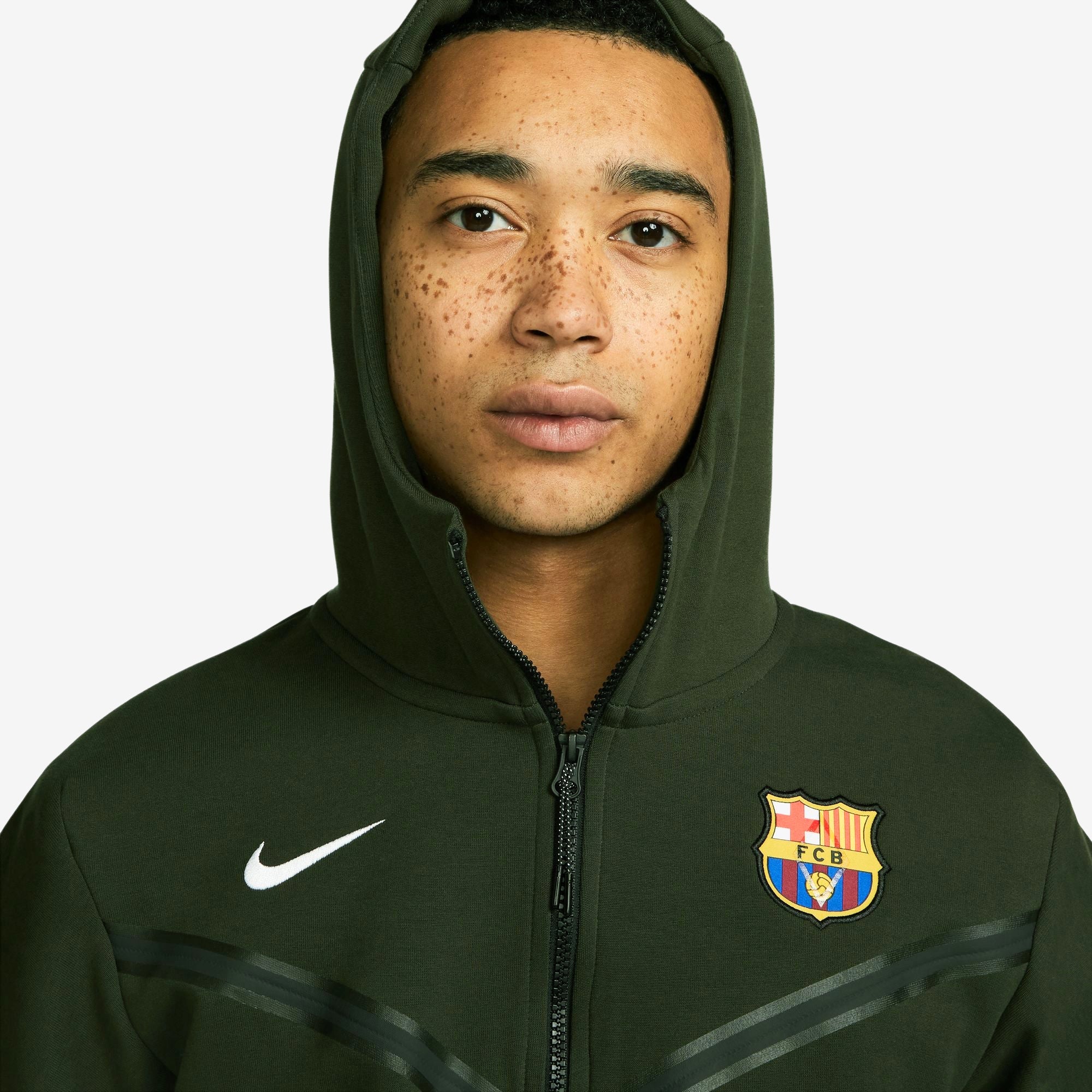 Nike FC Barcelona Tech Fleece Men's Full-Zip Hoodie - Sequoia/White