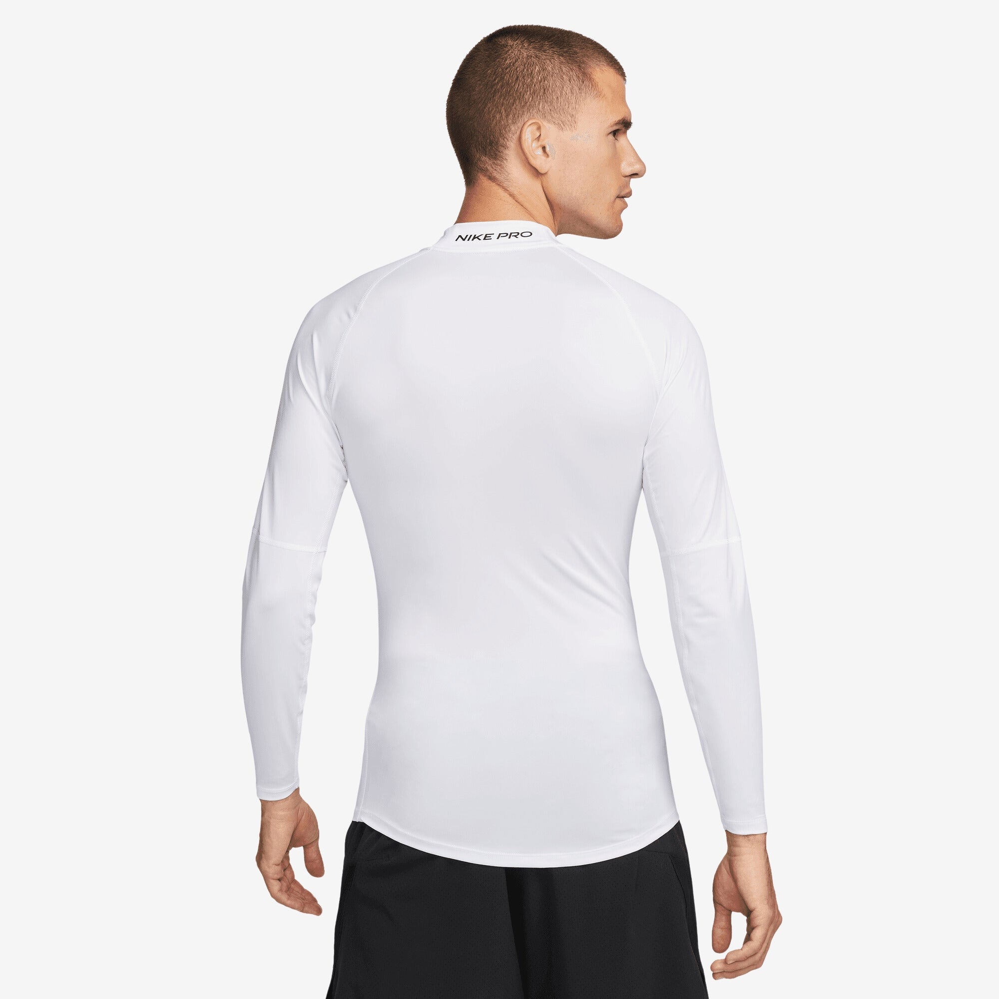 Nike Pro Men's Dri-FIT Fitness Mock-Neck Long-Sleeve Top - White/Black