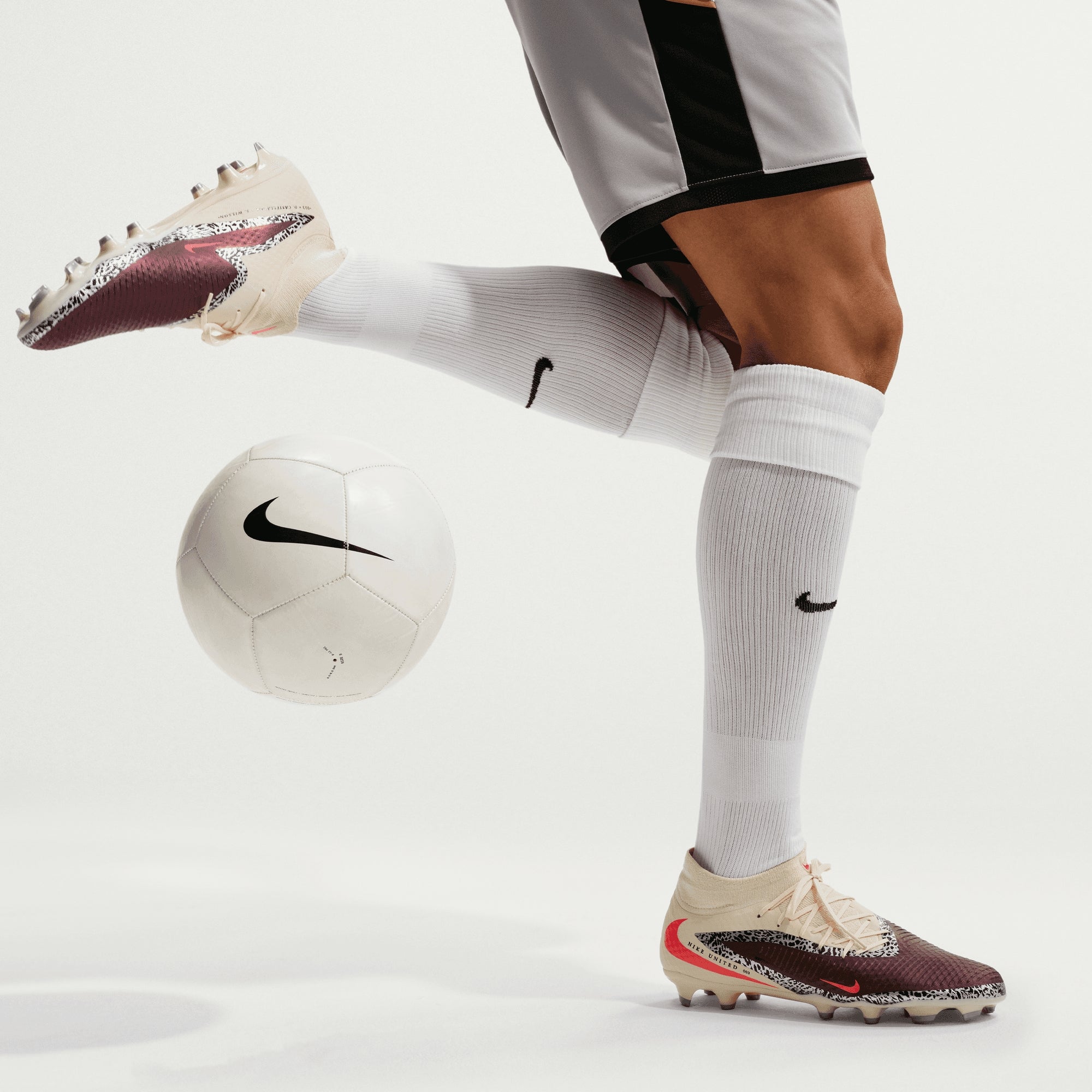 Nike United Phantom 6 High Academy Multi-Ground Soccer Cleats - Burgundy Crush/University Red-Fossil