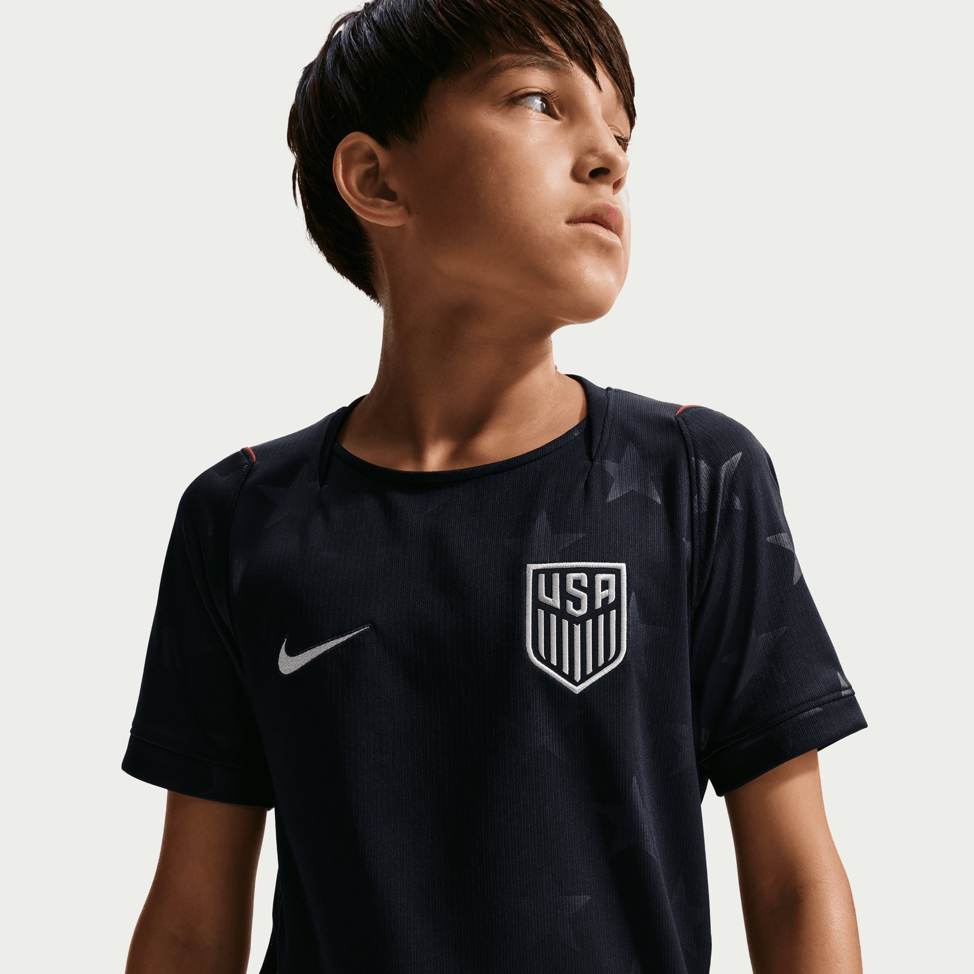 Nike USMNT 2026 Stadium Away Big Kids' Dri-FIT Soccer Replica Jersey - Dark Obsidian/Pure Platinum
