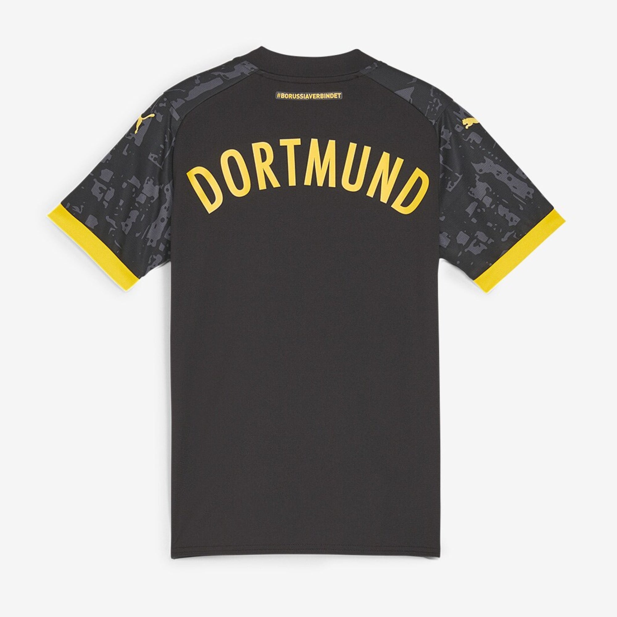 PUMA Borussia Dortmund 2023/24 Stadium Away Big Kids' Soccer Replica Jersey - Black-Cyber Yellow